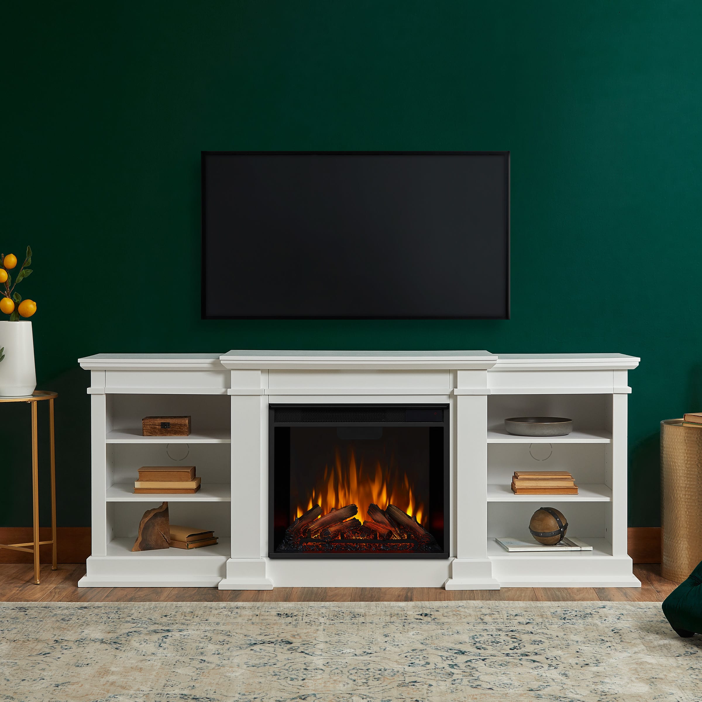 Real Flame G1200E-W White Fresno 4,780 BTU / 1,500W Free Standing Media  Console Electric Fireplace with Remote Control - VentingPipe.com