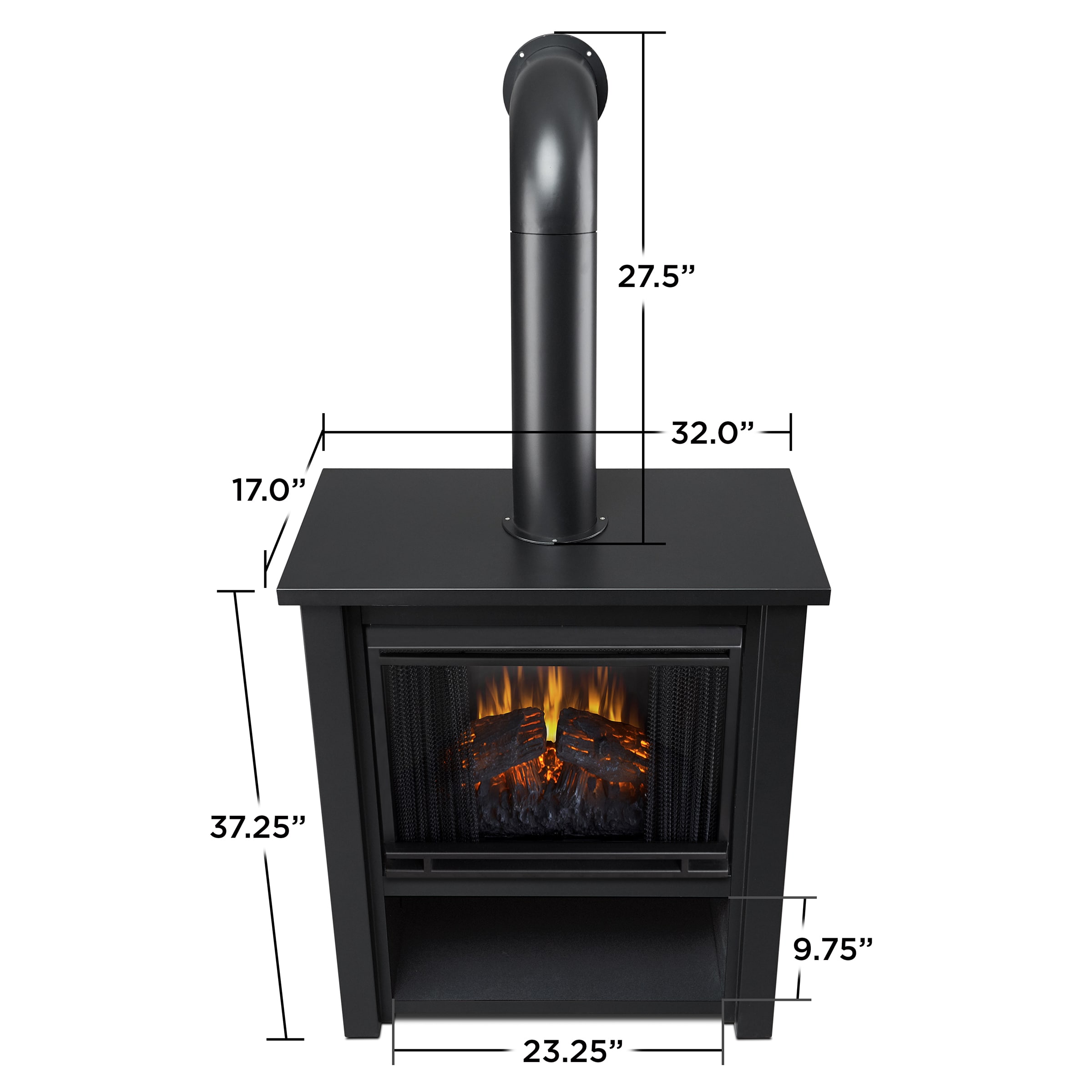 Real Flame 5005E-BK Matte Black Hollis 4,780 BTU 32 Inch Wide Free Standing Electric  Fireplace with LED Display - VentingPipe.com