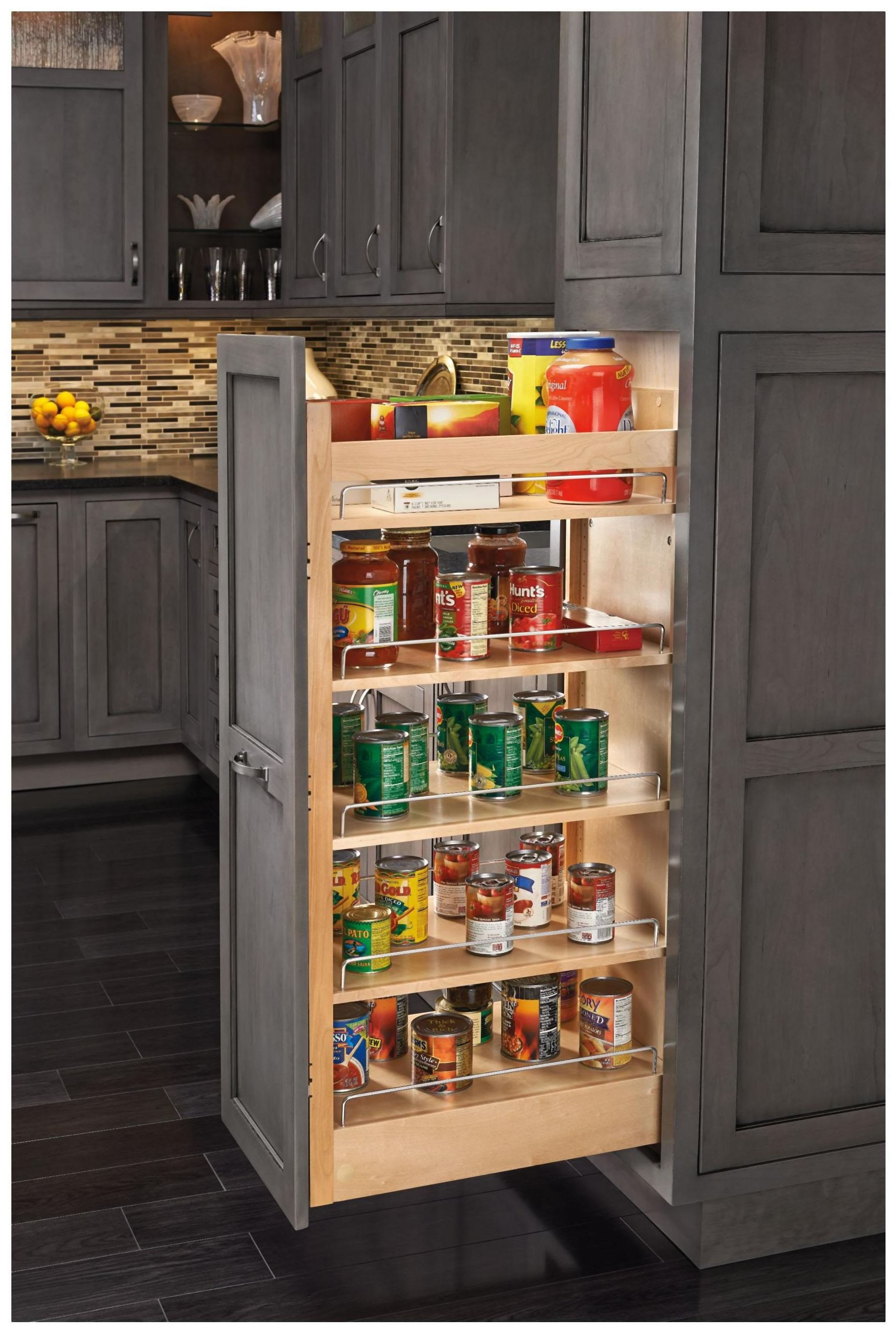 Rev-A-Shelf 448-TP51-14-1 Maple Wood Classics 14 Wood Tall Cabinet Pull  Out Pantry Organizer with Soft Close 