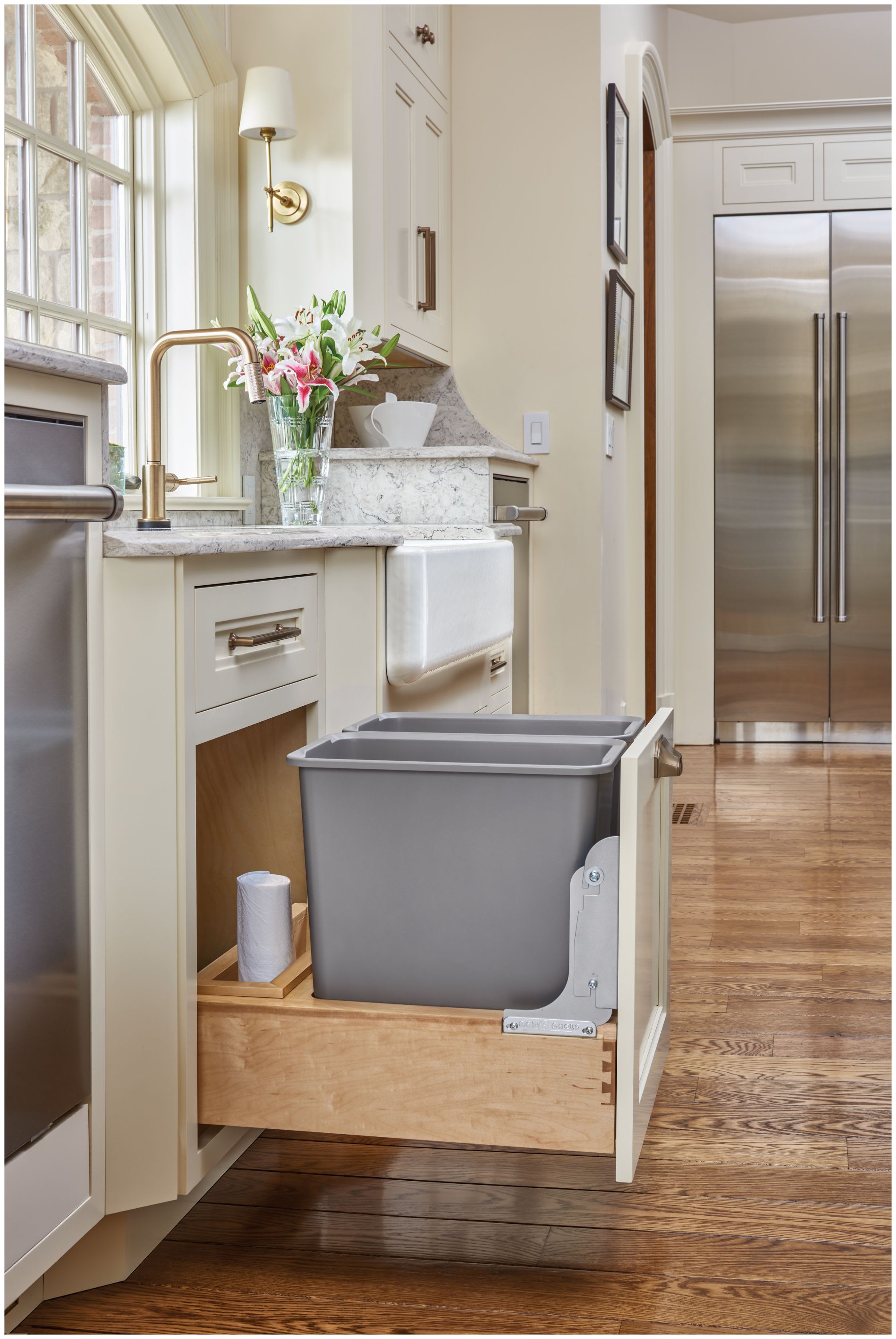 Rev-A-Shelf 4WCBM-18DM-2 Double 35-Quart Bottom Mount Pullout Waste Container Rev-A-Shelf 4WCBM-18DM-2 Double 35-Quart Bottom Mount Pullout Waste Container