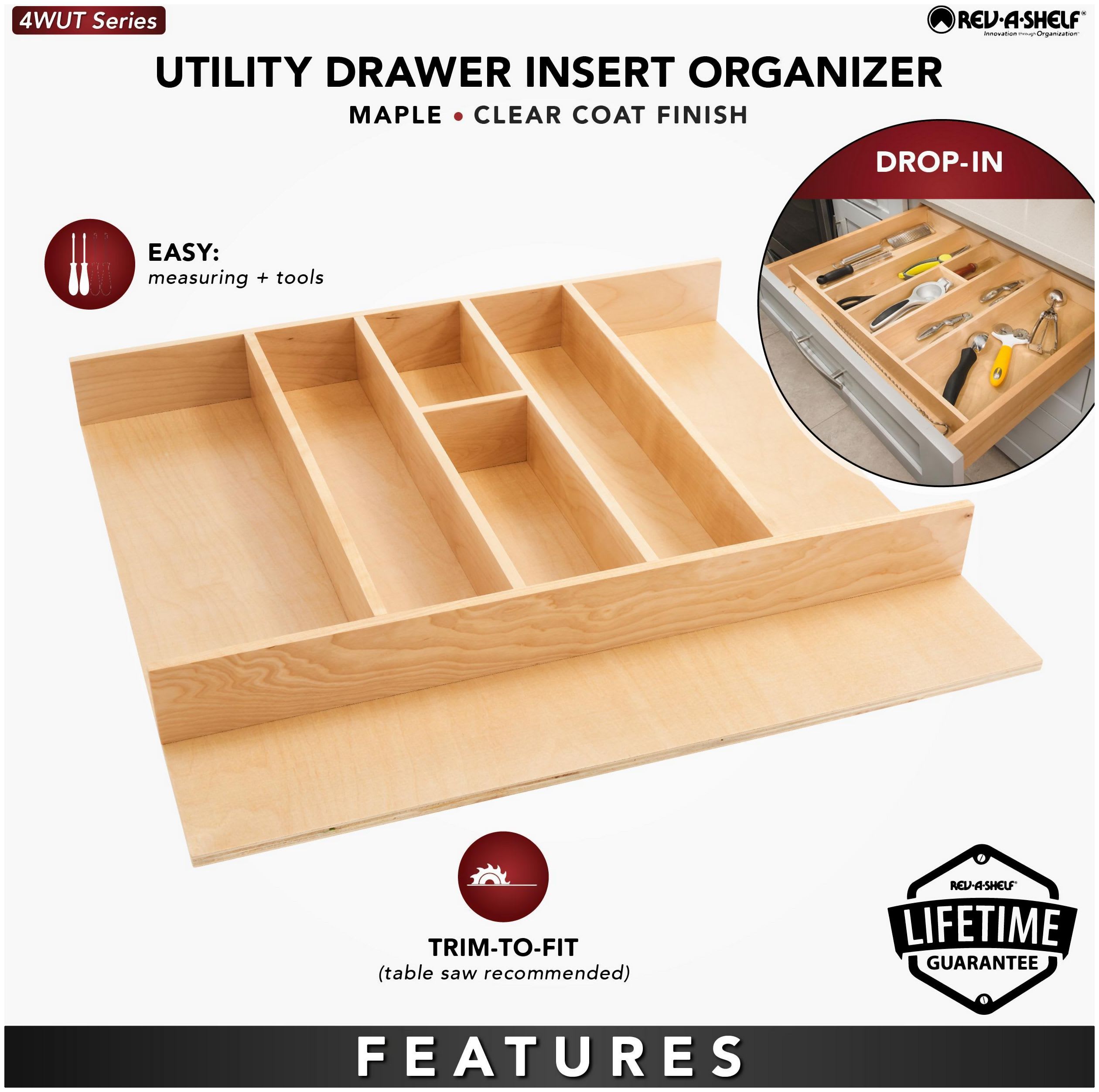 Rev-A-Shelf LD-4CT21-1 Wood Drawer Organizer Kit