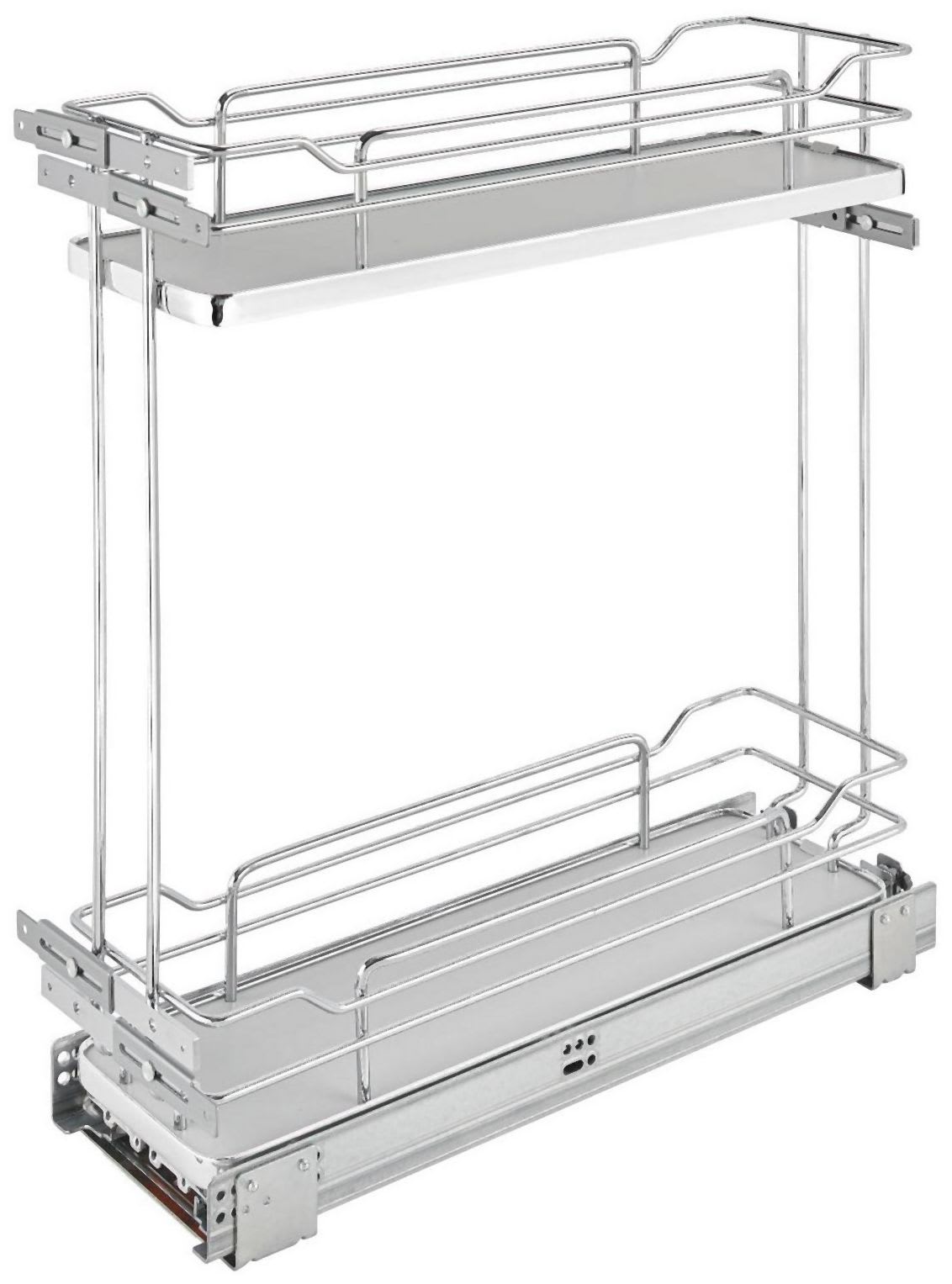 Fog Series Two-Tiered Base Organizer, Featuring Flat Wire in Orion Gray,  with BLUMOTION Full-Extension Soft Close Slides by Rev-A-Shelf