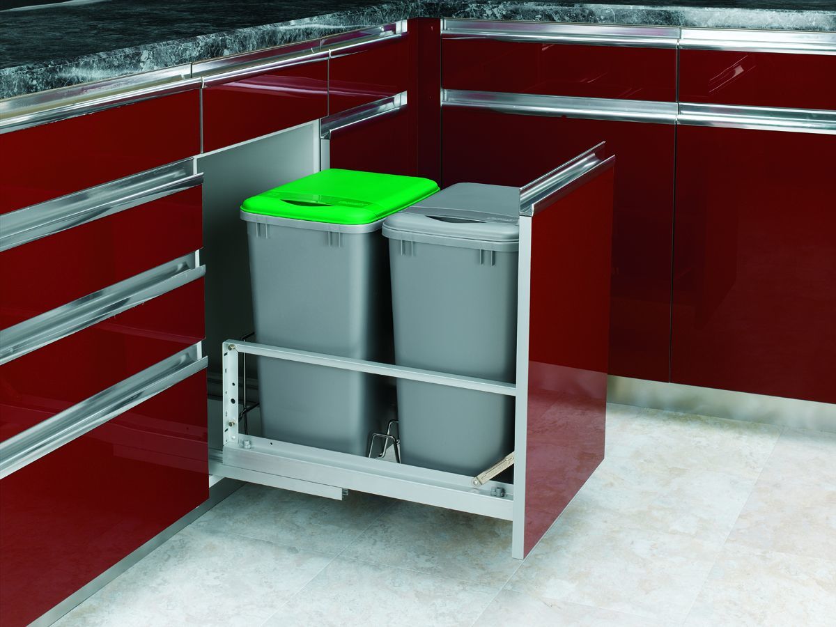Rev A Shelf 5349 18dm 2 White Series Bottom Mount Double Bin Rev A Shelf 5349 18dm 2 White Series Bottom Mount Double Bin Trash Can With Soft Close Slides 35 Quart Capacity Per Pulirect