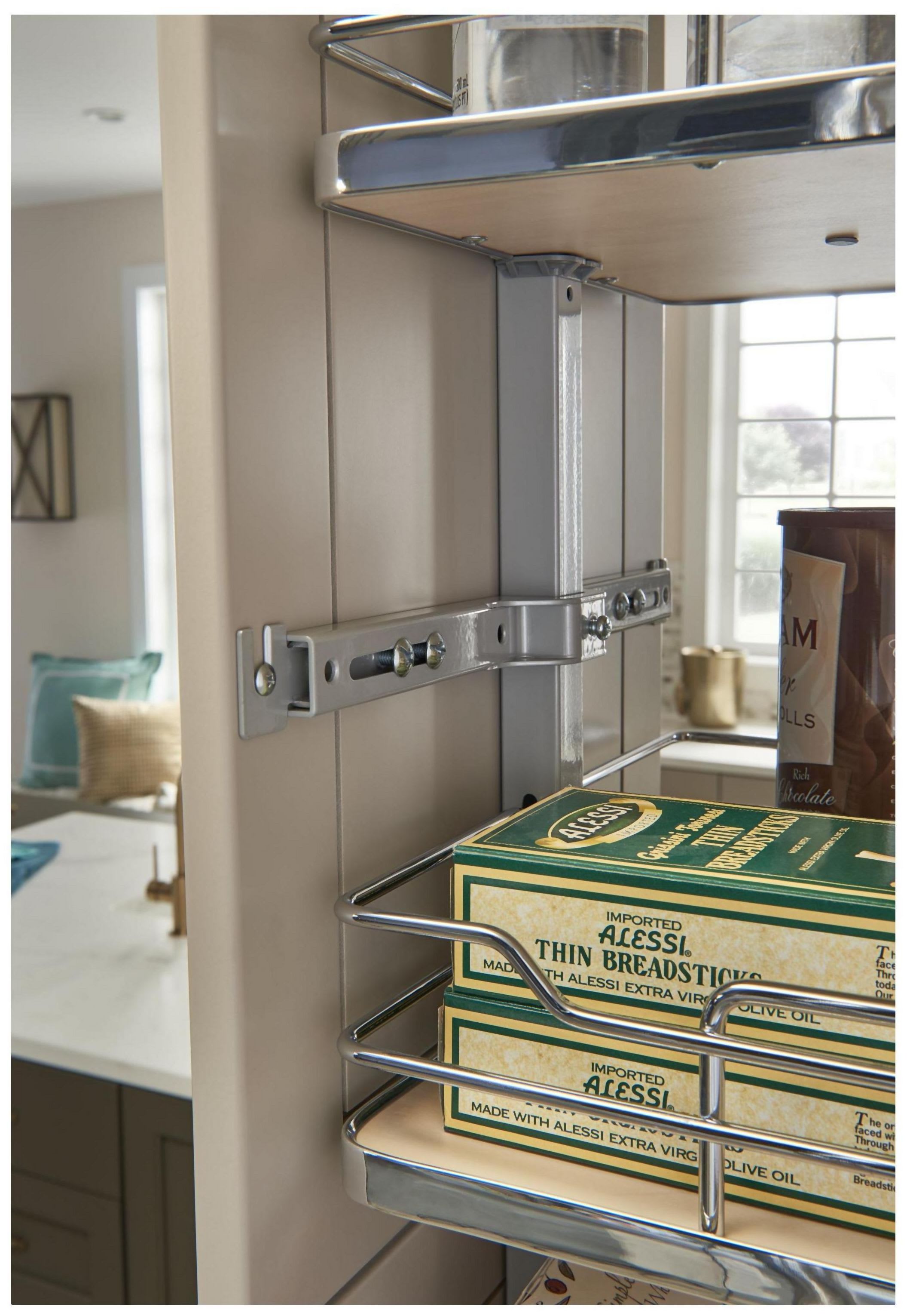 Rev-A-Shelf 5358-19-GR 19 in Chrome Solid Bottom Pantry Pullout Soft Close - Gray