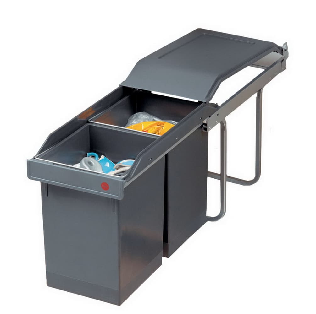 Richelieu 3650100 Grey Tandem Bottom Mount Double Bin Trash Can