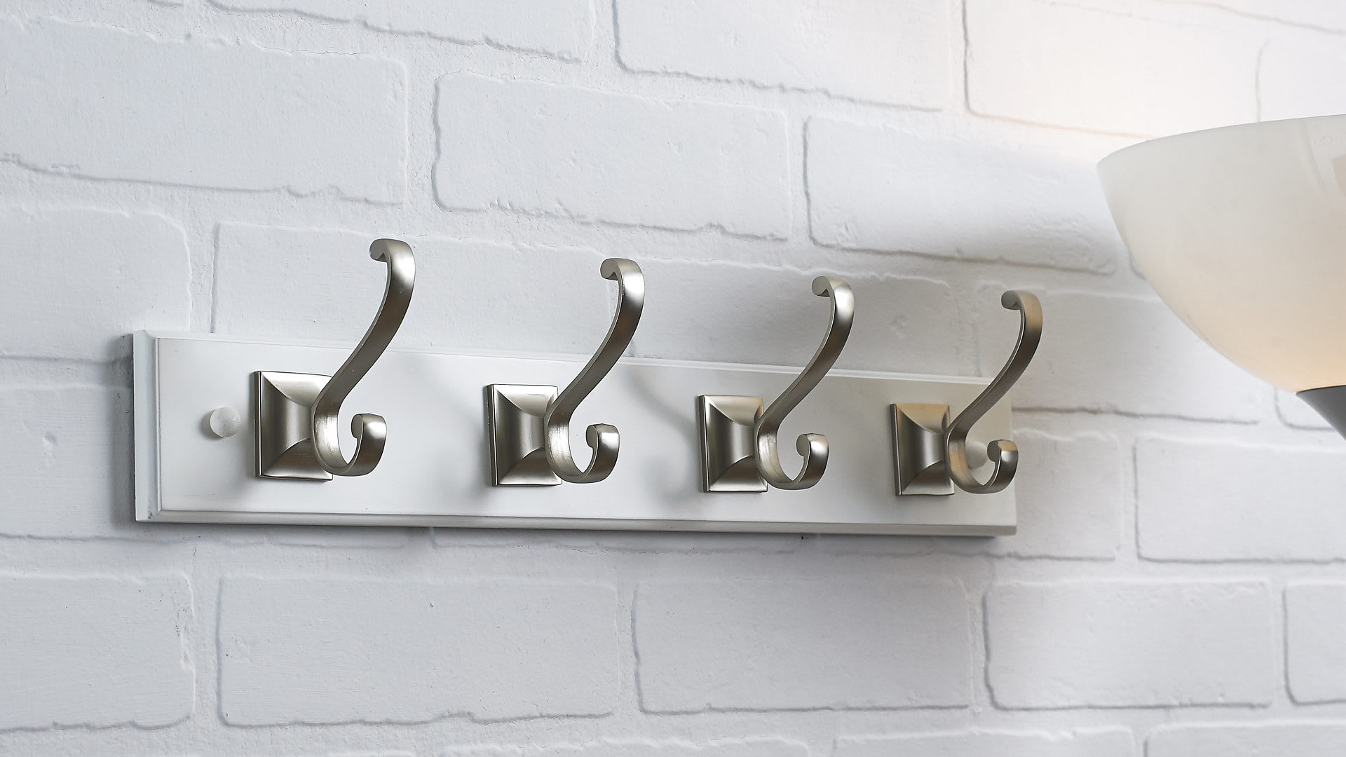 Richelieu 3-Hook Wooden Coat Rack - 18-in - White and Brushed