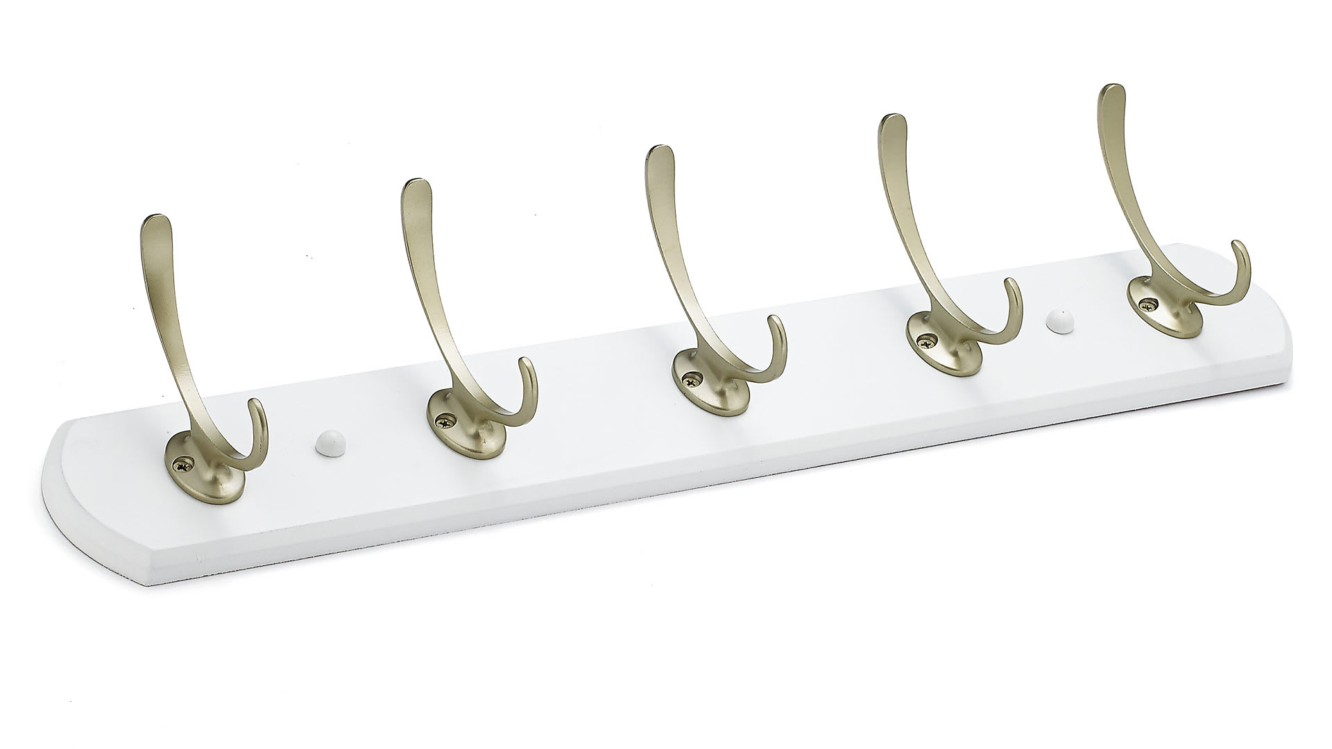 Richelieu T37121184 Matte Nickel White 21 7 16 Inch Wide 5 Hook Wooden Coat Rack Faucet Com