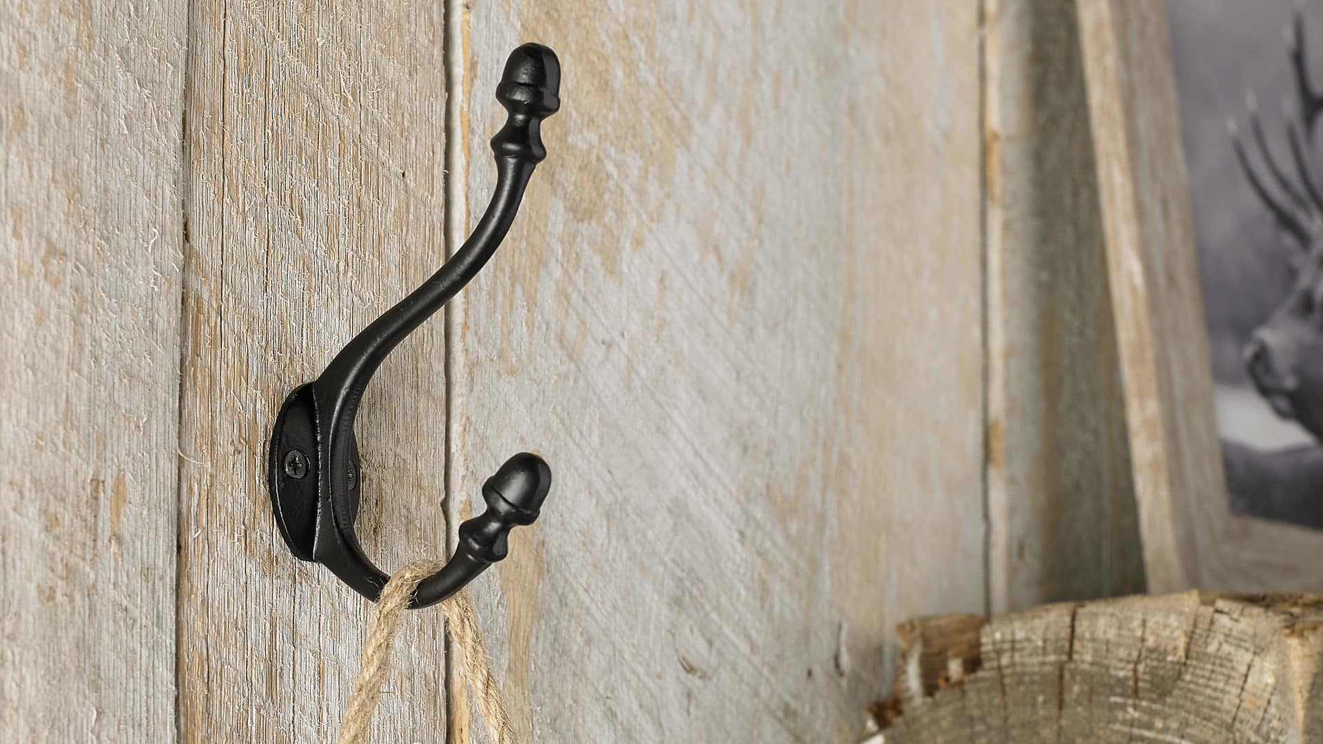 Richelieu T5618900 5-1/2 Double Iron Coat Hook - Matte Black