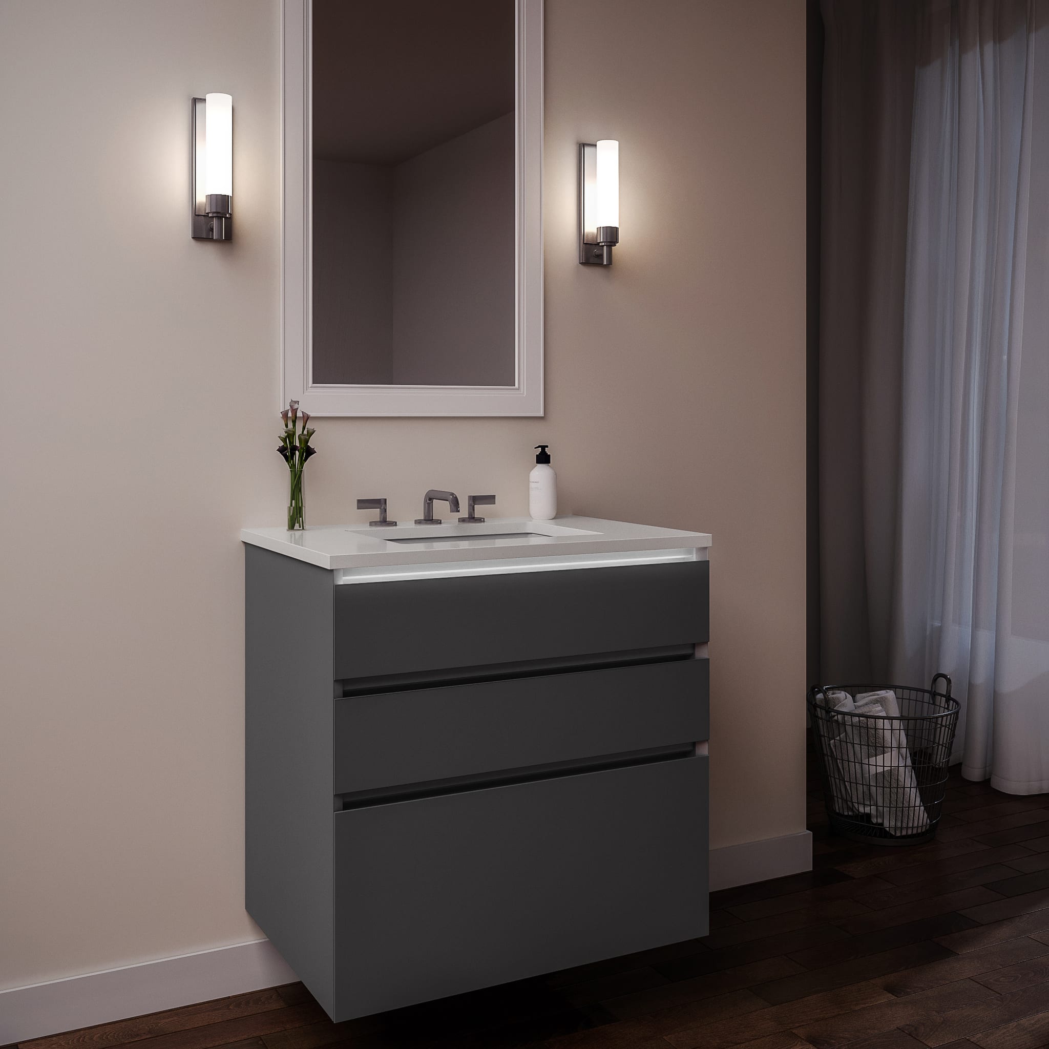 Robern 30119400tb00003 Tinted Gray Glass Vanity With Lyra Top