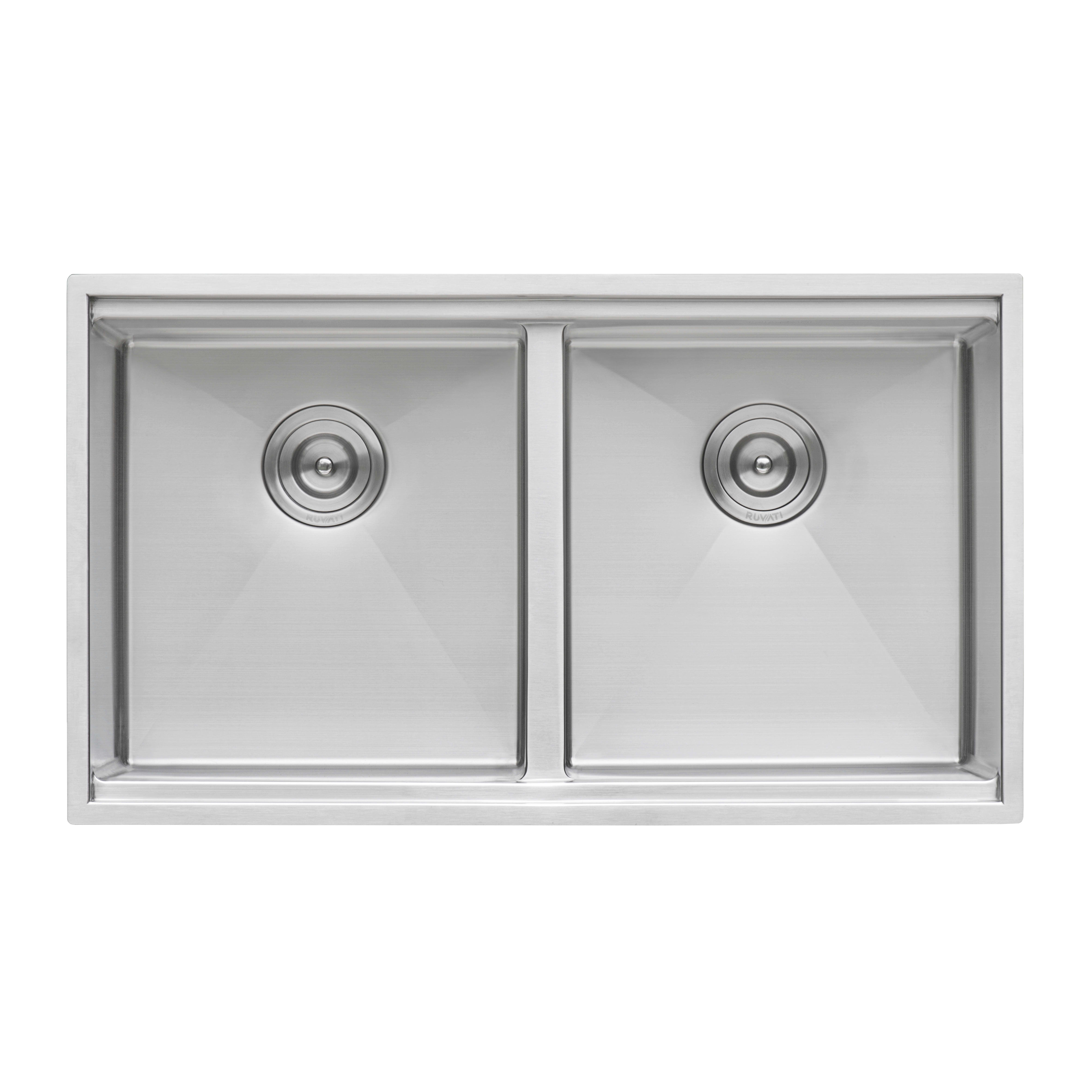 Ruvati Rvh8351 Stainless Steel Urbana 33 Undermount Double Basin Stainless Steel Kitchen Sink Faucetdirect Com