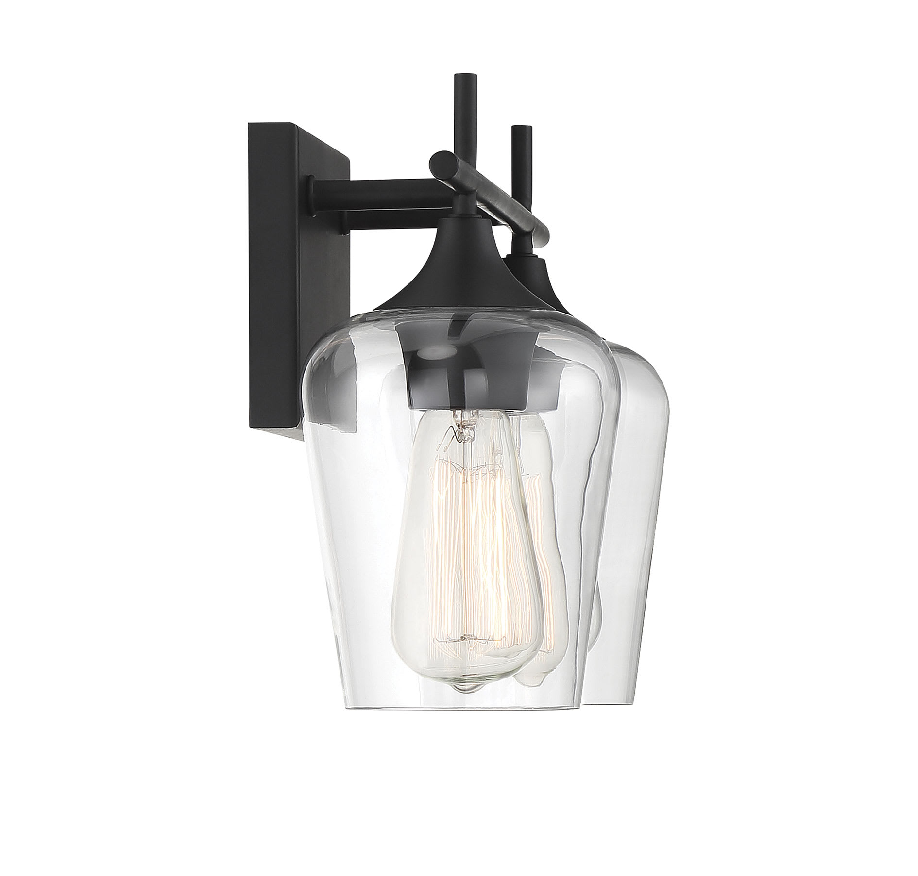 14 W x 9 H Savoy House 8-4030-2-BK Octave 2-Light Bathroom Vanity Light in a Black Finish with Clear Glass