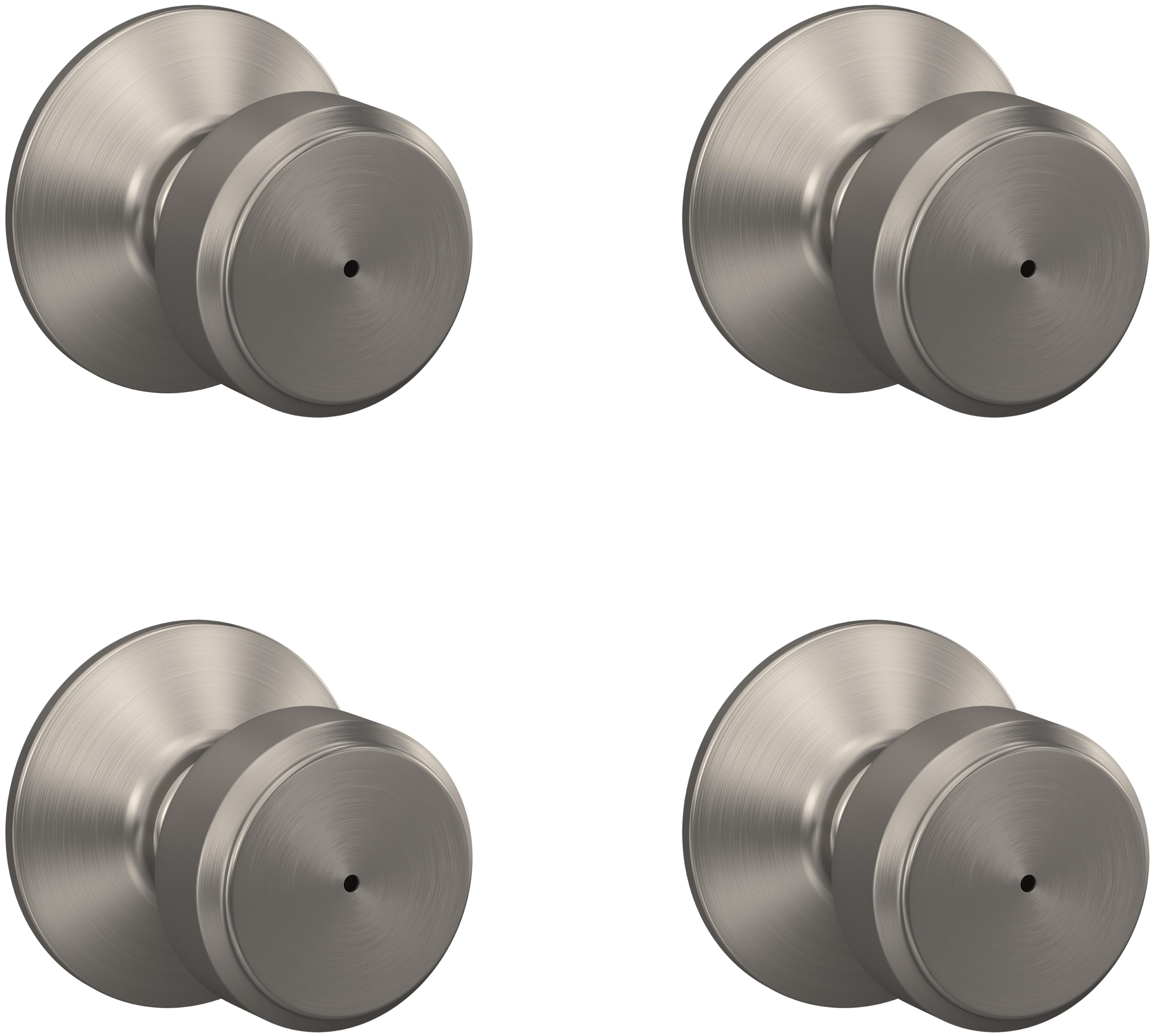 Schlage F40BWE608-4PACK Satin Brass Bowery Privacy Door Knob Set - Pack of  4 