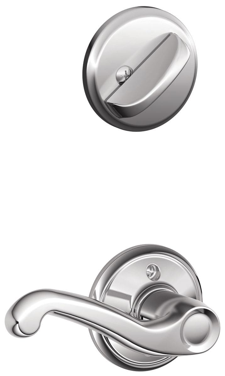 Schlage F59FLA605RH Polished Brass Flair Right Handed Single Cylinder  Interior Pack - Exterior Handleset Sold Separately - Handlesets.com