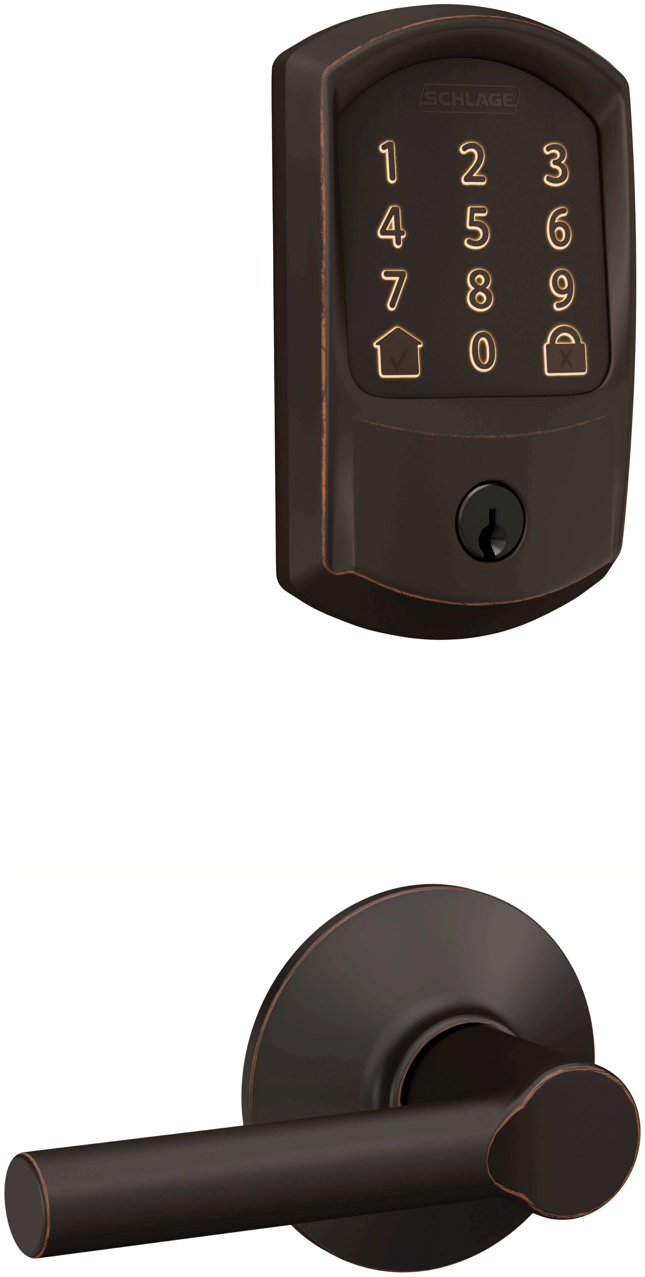 Schlage FBE489WBGRWBRW619 Satin Nickel Encode Greenwich Electronic Keyless  Entry Deadbolt Combo Pack with Broadway Interior Lever and Decorative  Plymouth Trim