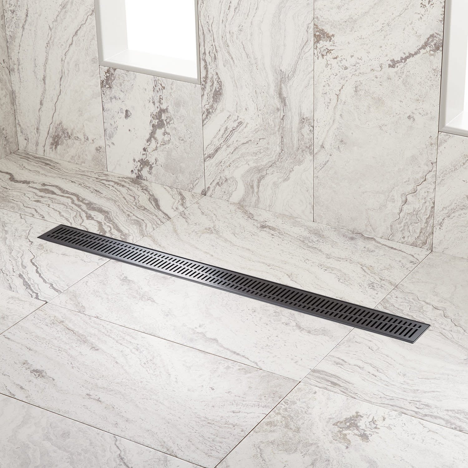 Signature Hardware 443370 Matte Black Rowland 36 Linear Shower Drain With Flange Faucetdirect Com