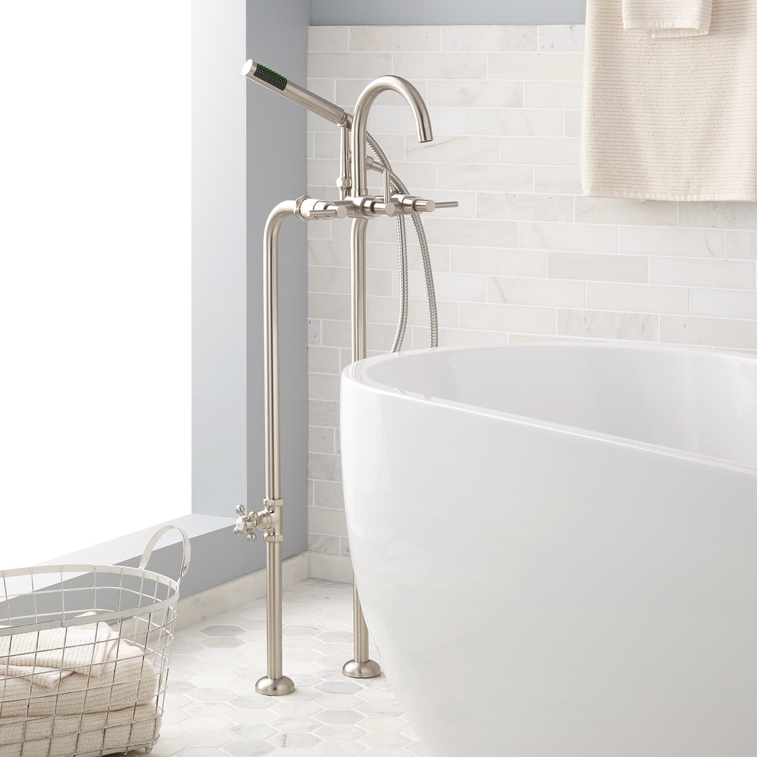 Signature Hardware 250052 Chrome Sebastian Floor Mounted Tub
