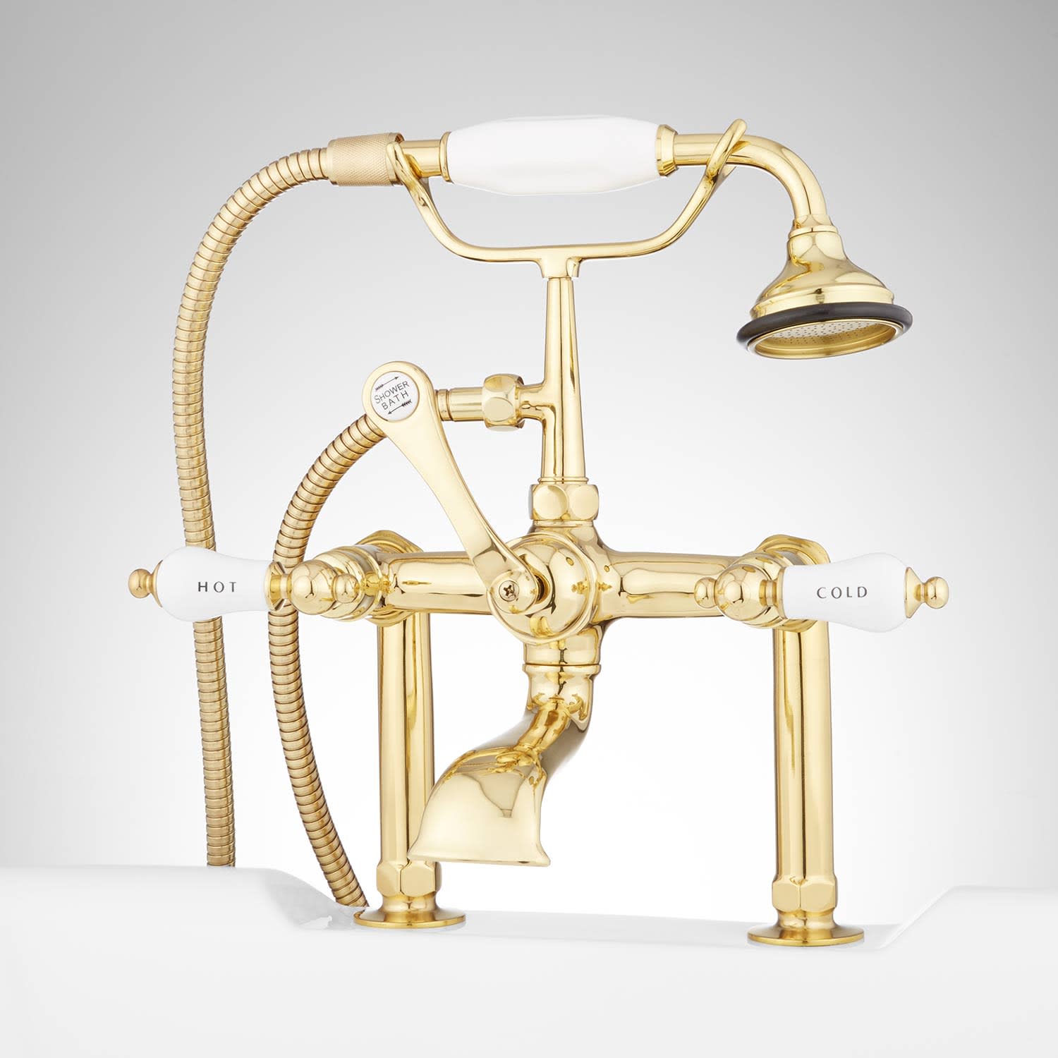 Details about   Signature Hardware Roman 4 Hole Deck Mount Tub Shower Faucet with Hand Shower Ch 