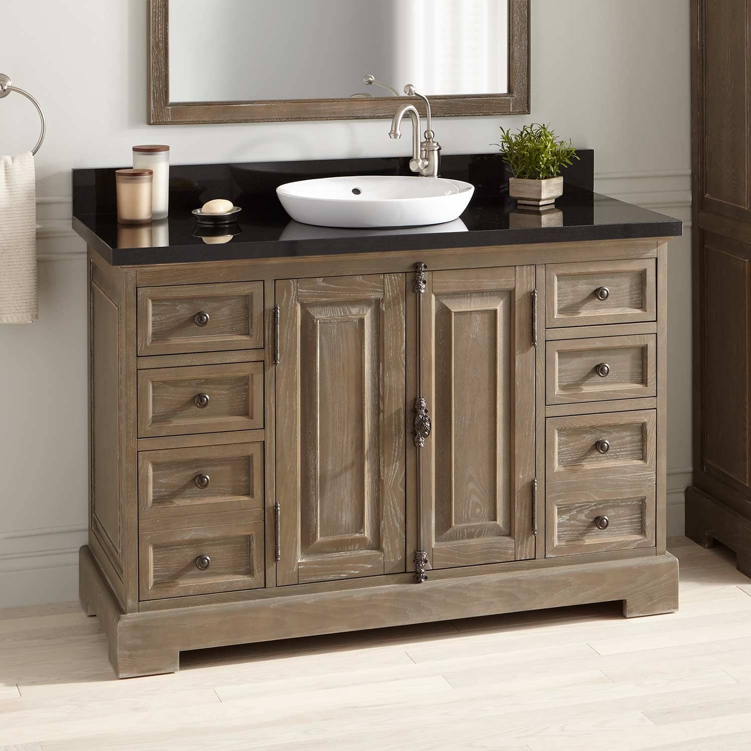 Signature Hardware 435256 Gray Wash, 48 Vanity Top With Sink On Right Side