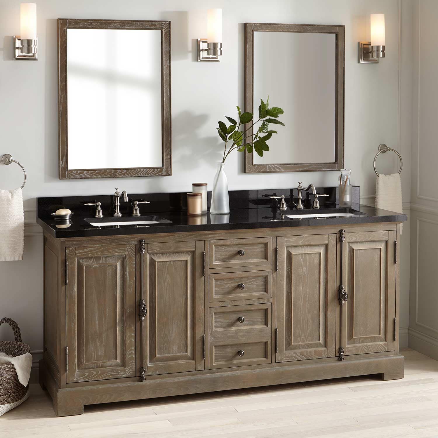 Solid Wood Cabinet Granite Vanity Top, Double Vanity With Granite Top 72