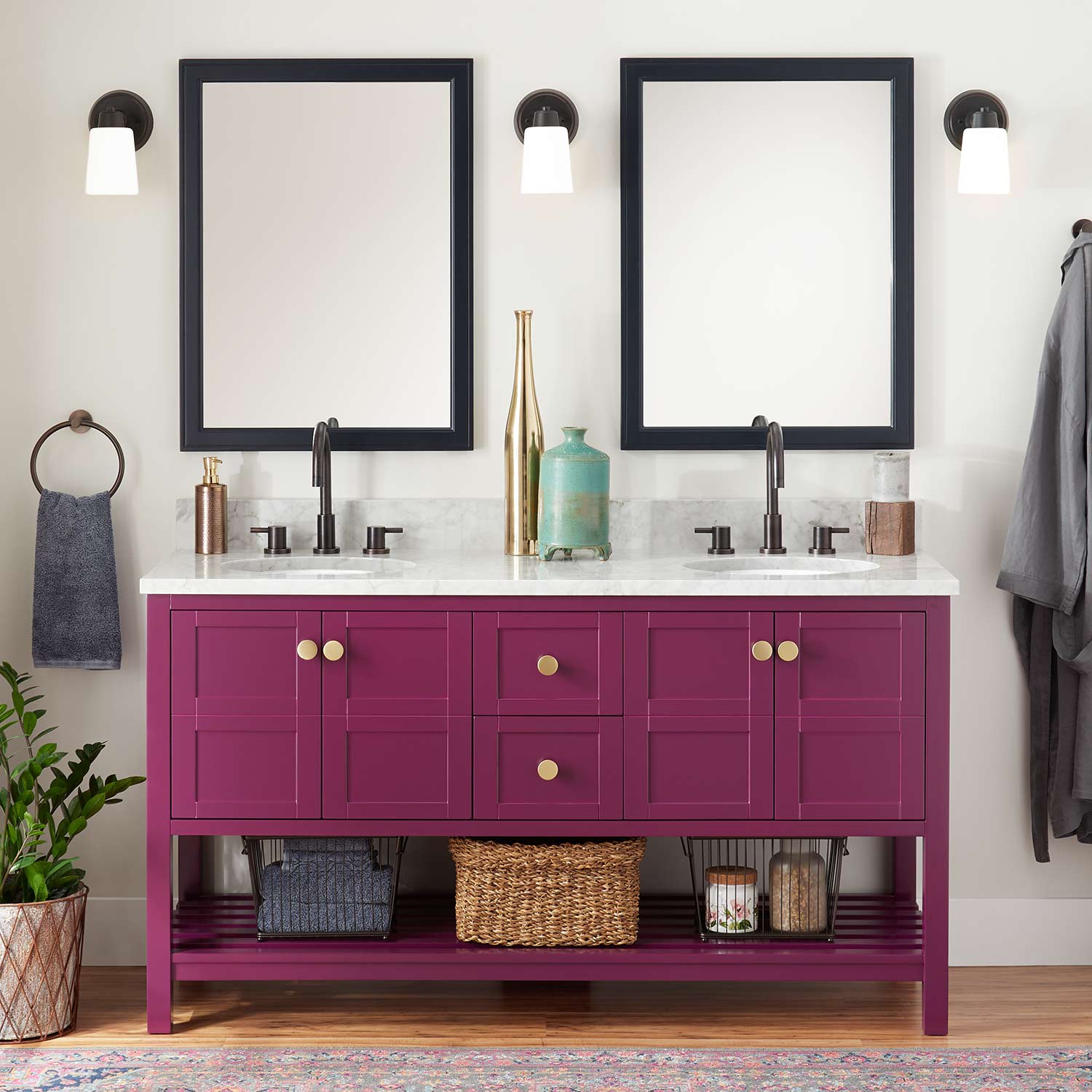 Signature Hardware 443122 Elderberry Everett 60 Double Vanity Set Signature Hardware 443122 Elderberry