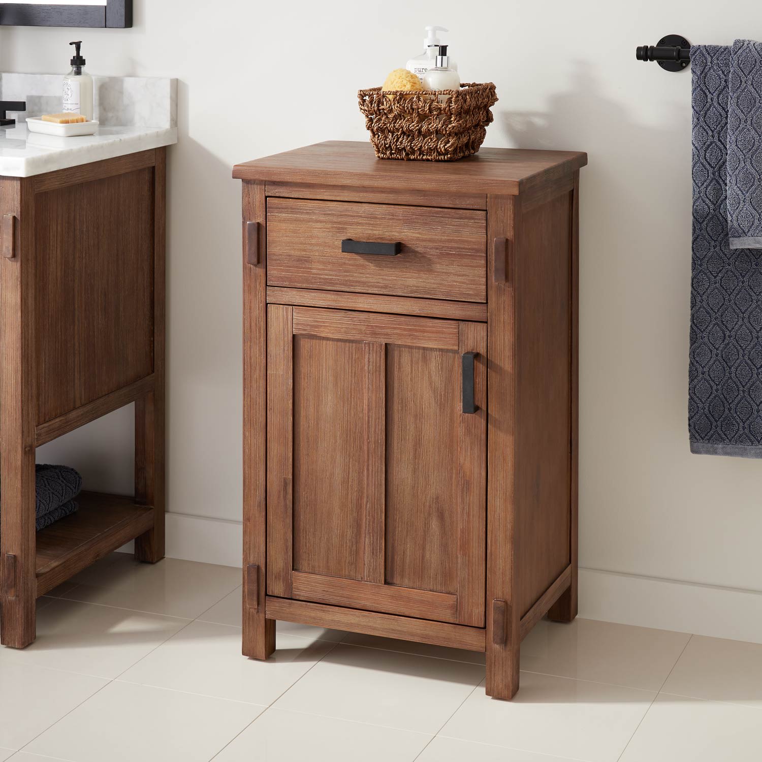 wood bathroom floor cabinet