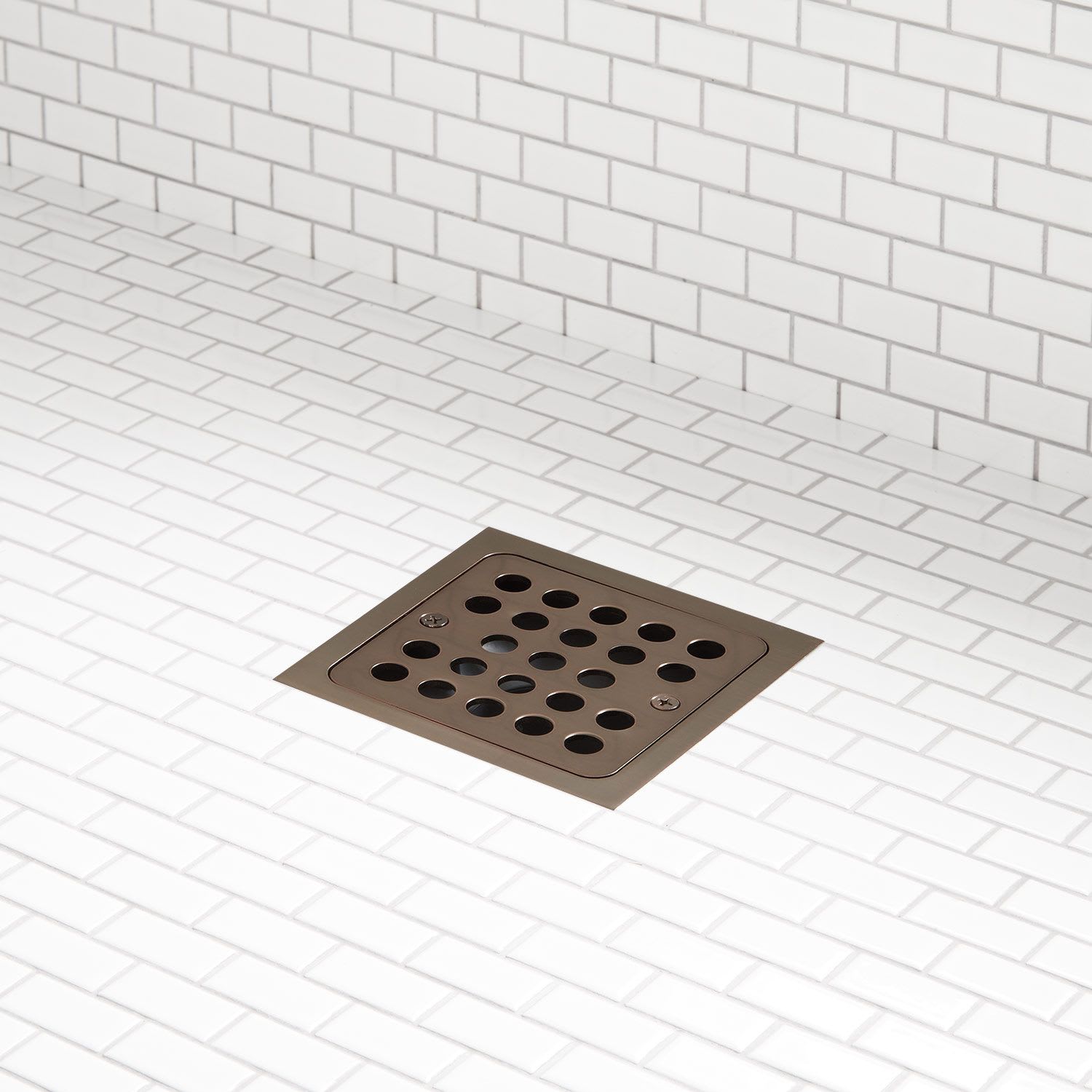 Signature Hardware 446690 Square Shower Drain Cover with Round Strainer Finish: Oil Rubbed Bronze