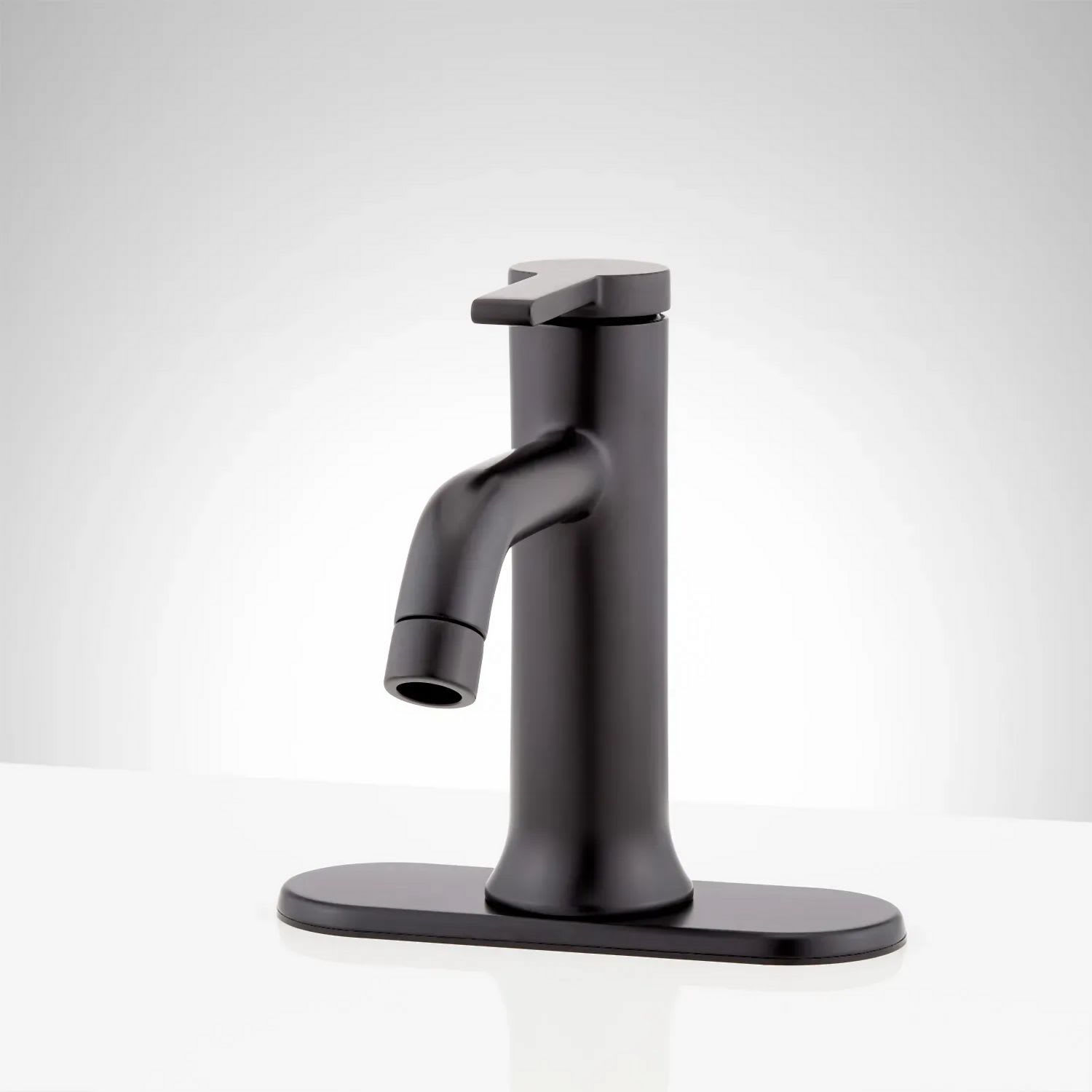 Signature Hardware 466421 Matte Black Lentz 1.2 GPM Single Hole Bathroom  Faucet 