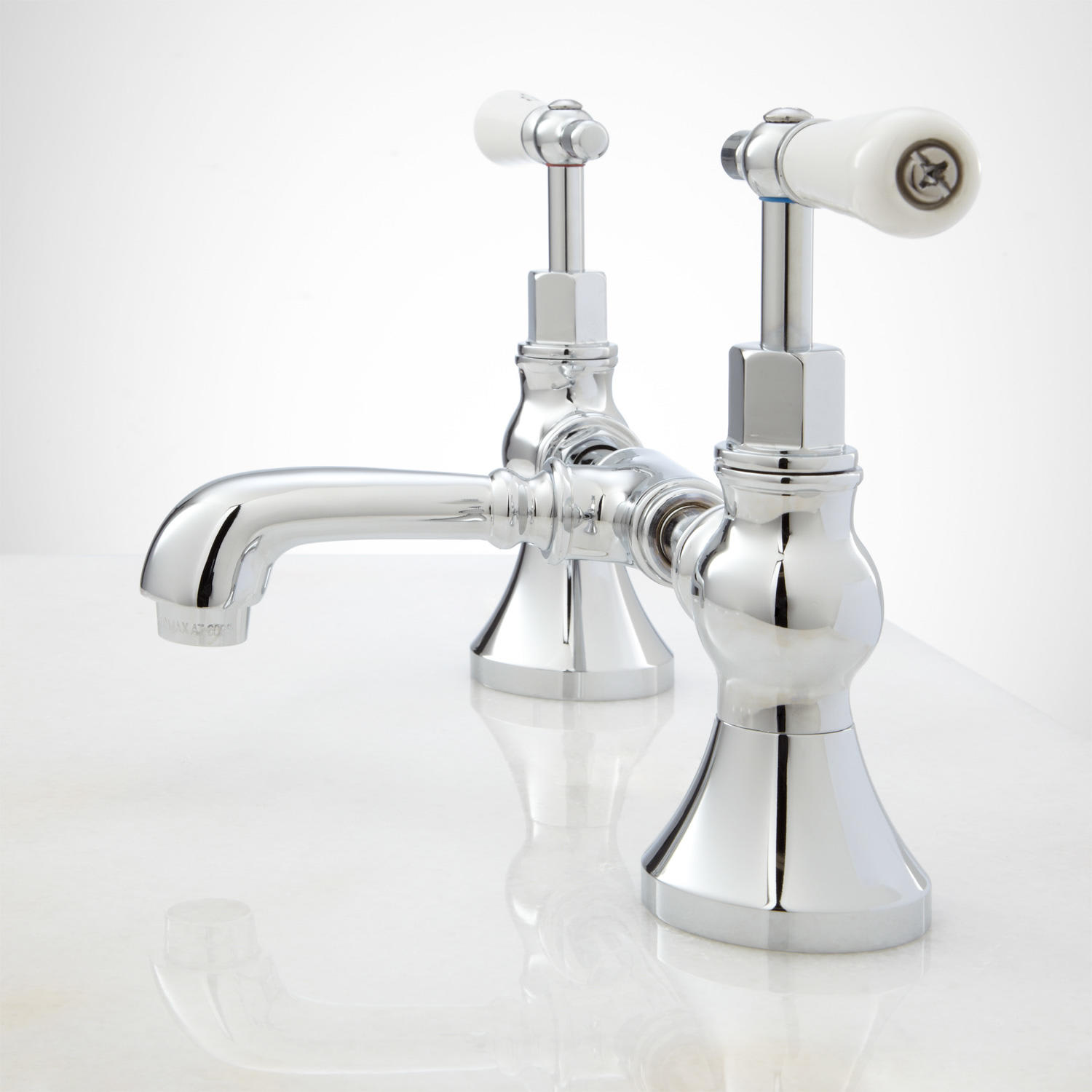 Signature Hardware 338915 Brushed Nickel Monroe Bridge Bathroom Faucet with  Porcelain Lever Handles and Pop-Up Drain Assembly - FaucetDirect.com