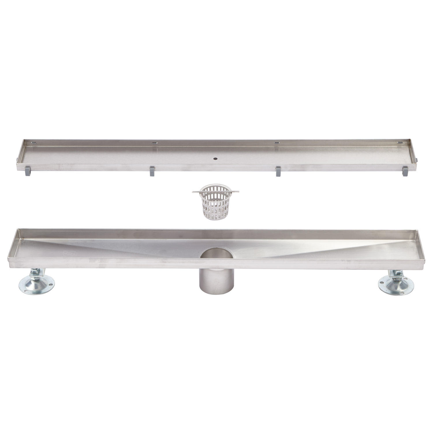 Signature Hardware 24 Cohen Linear Shower Drain with Drain Flange in Polished Brass