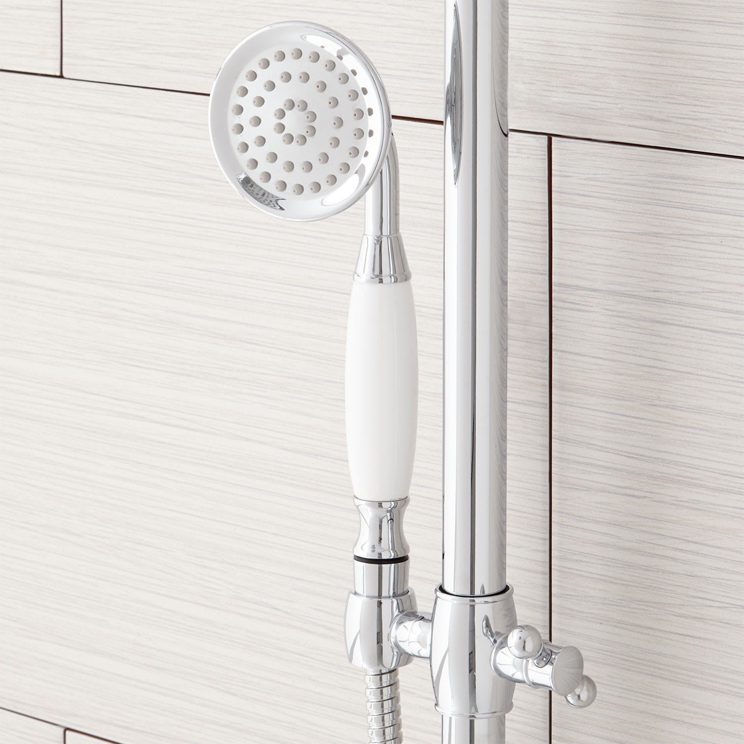 Signature Hardware 922235 Baudette Exposed Wall Mounted Shower with Rainfall Sho Brushed Nickel 370007