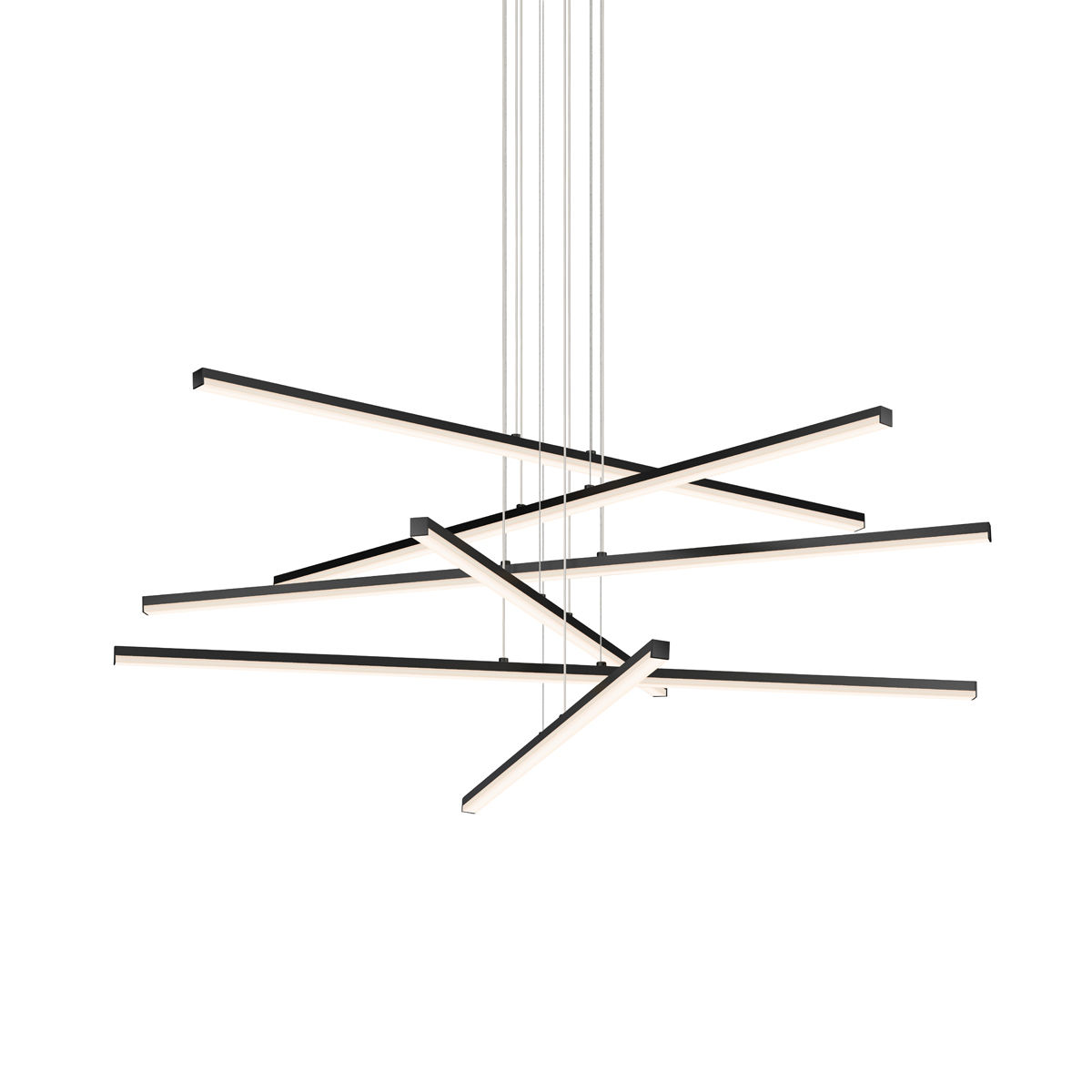 Sonneman 2766 25 Satin Black Stix 6 Arm Led Pendant With Optical Sonneman 2766 25 Satin Black Stix 6 Arm Led Pendant With Optical Acrylic Shade Lightingshowplace Com