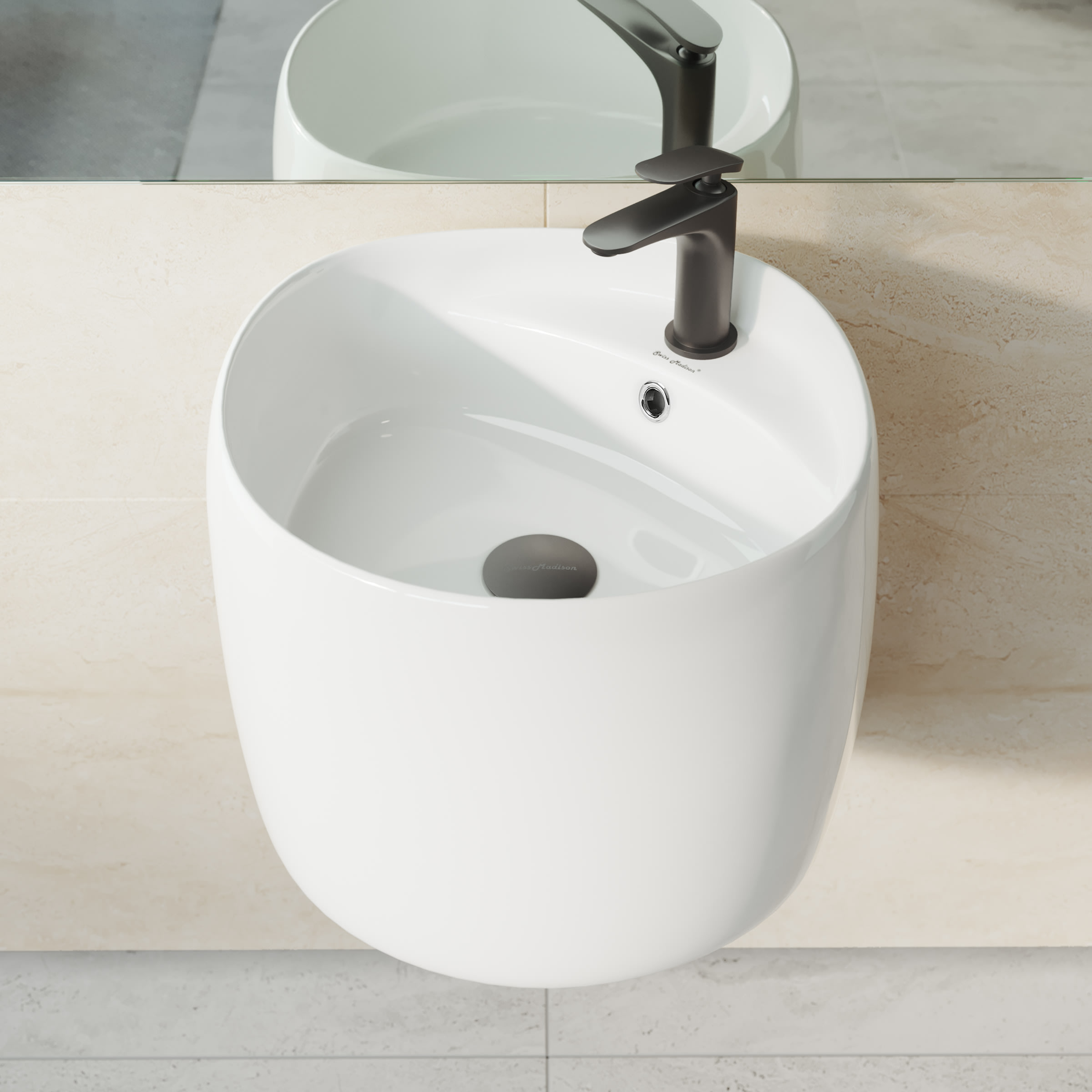 Swiss Madison SM-WS324 Glossy White Ivy 18-12 Square Ceramic Wall Mounted  Bathroom Sink and 1 Faucet Hole - Faucet.com