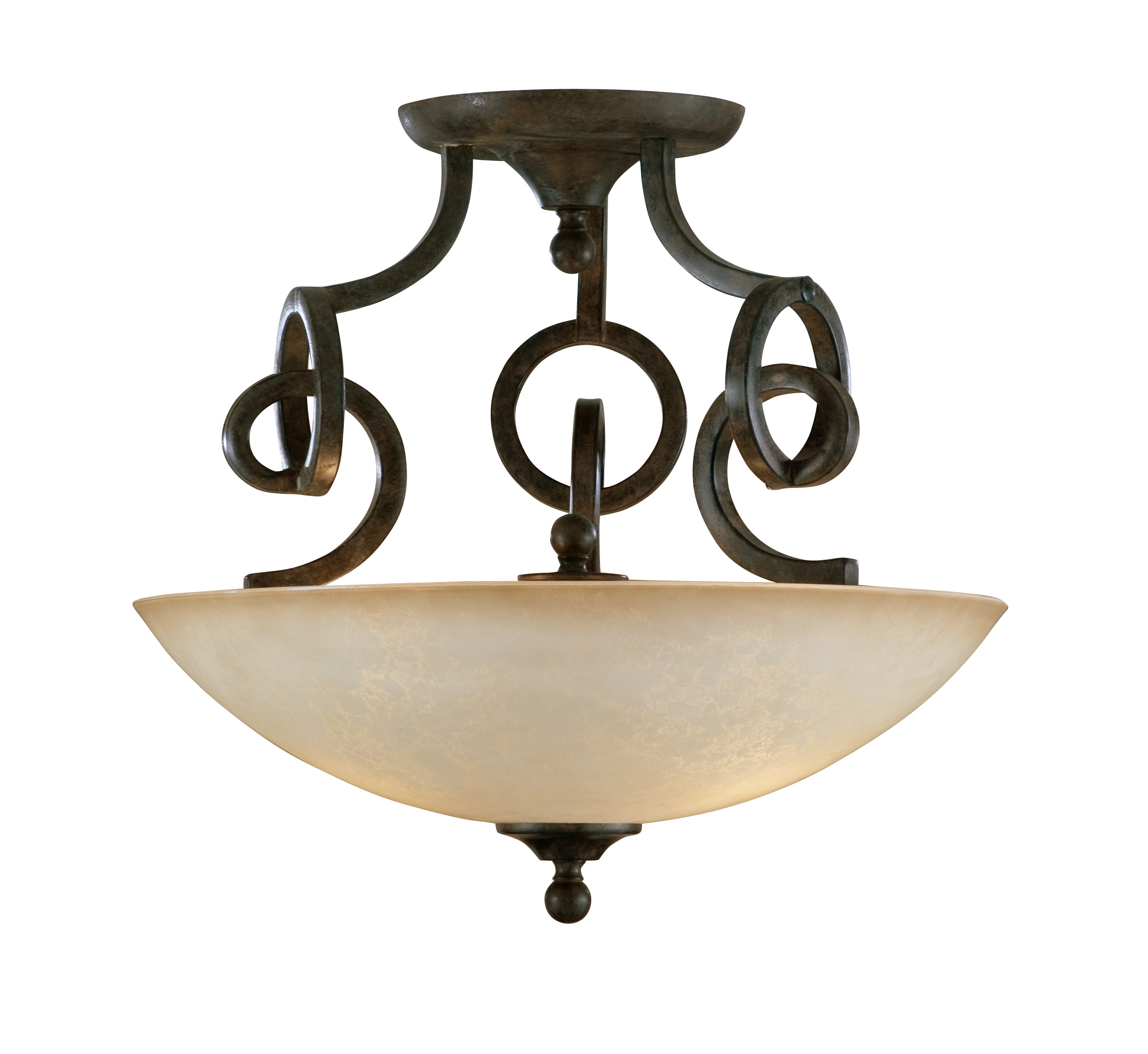 Uttermost 22217 Distressed Chestnut Brown 2 Light Semi Flush Ceiling