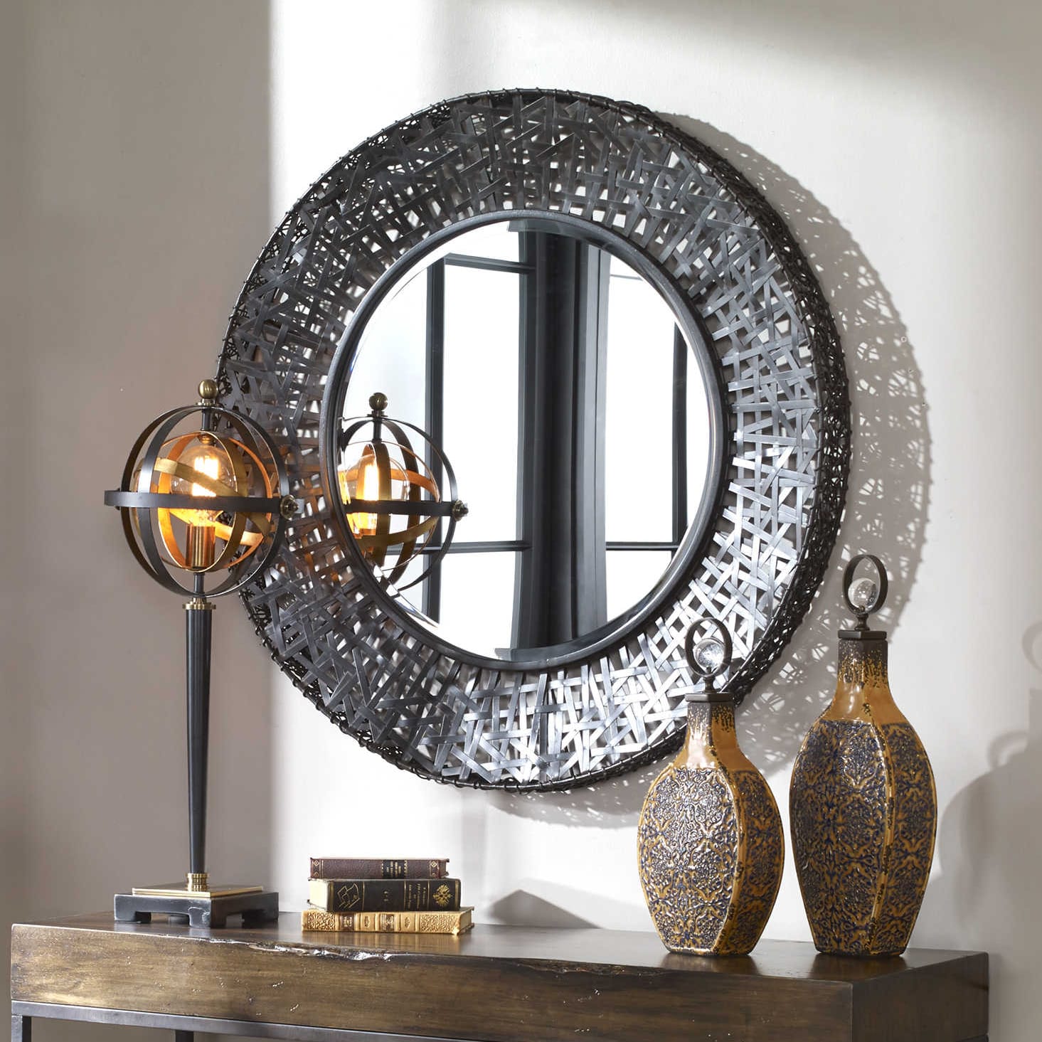 正式的 ナビアスストアーRectangle Beveled Wall Mirror for Home Decor Imperial Style  Matte Black