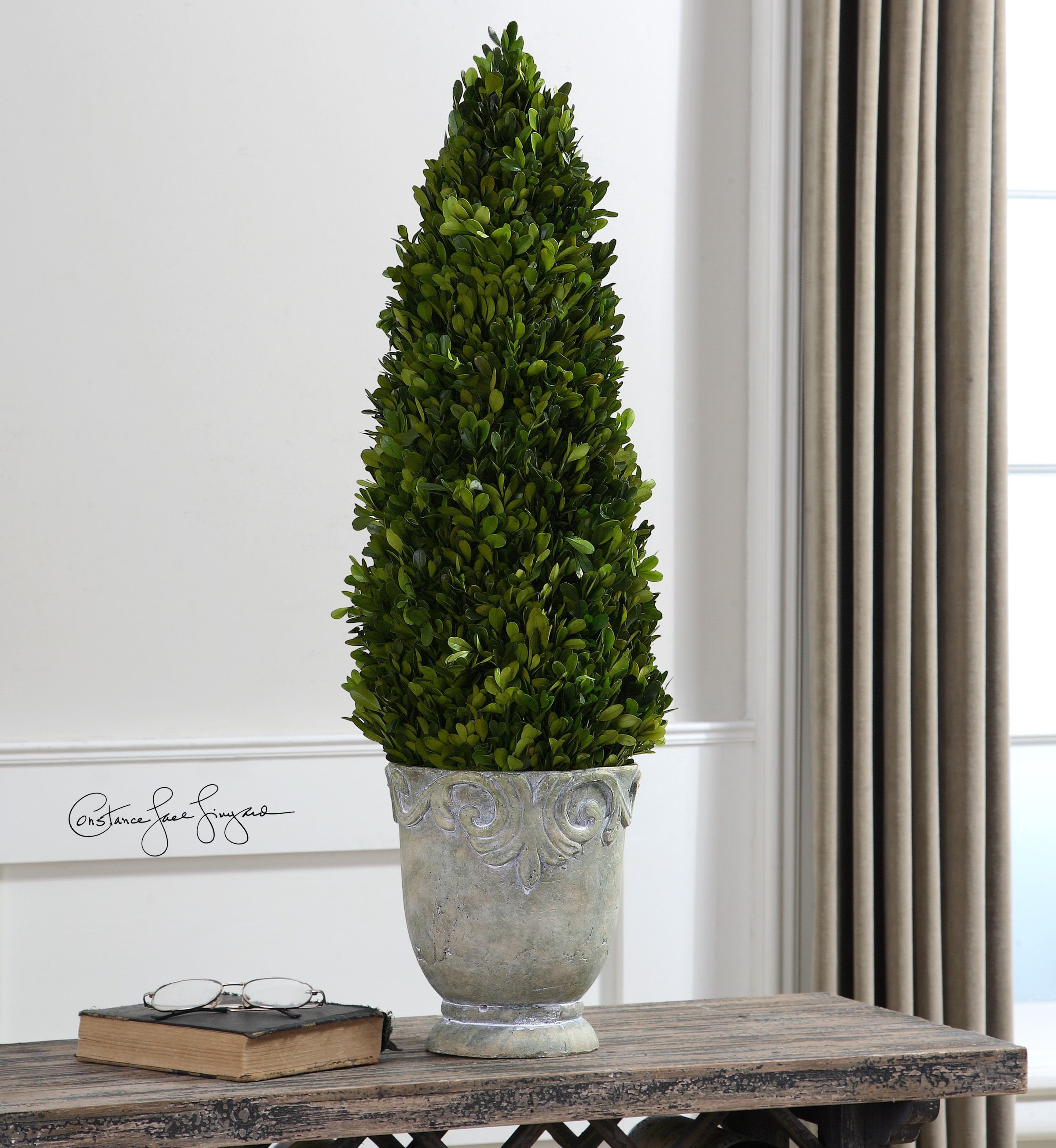 Uttermost 60111 Light Stone Ceramic Boxwood Cone Ceramic