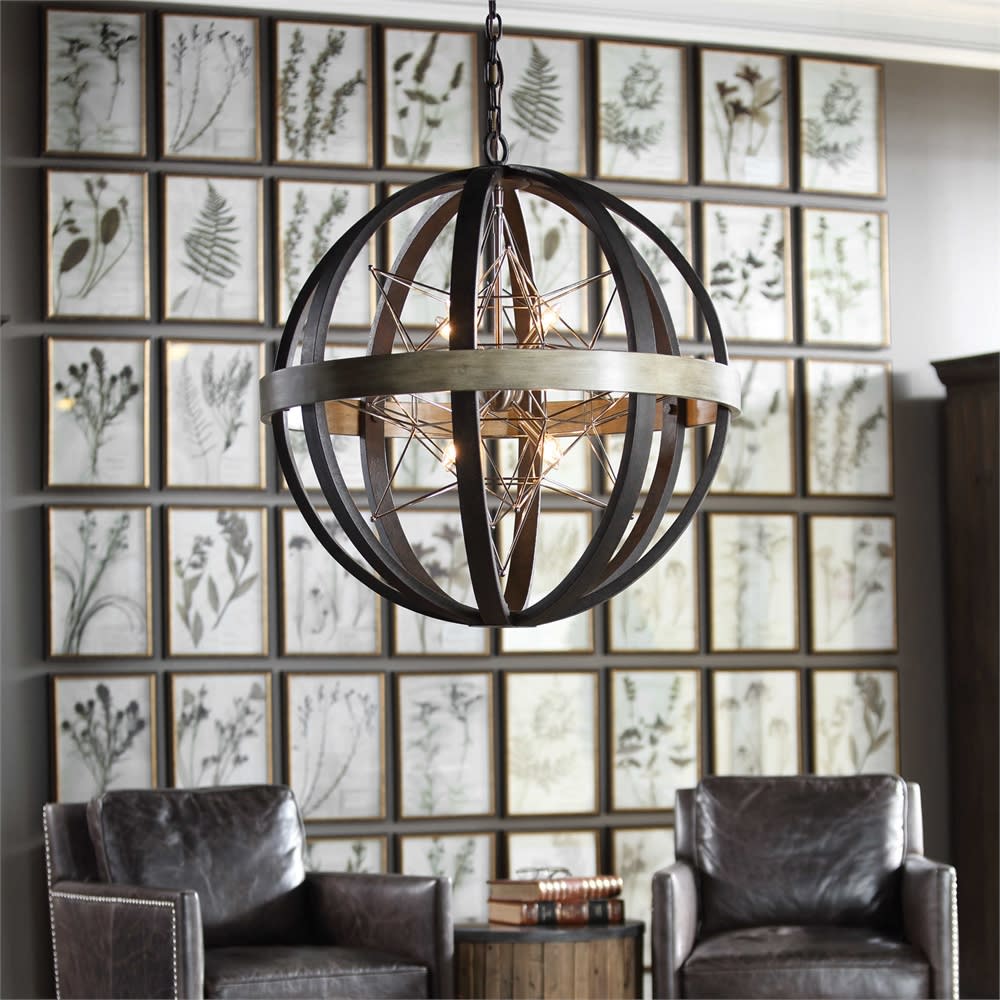 Uttermost R21299 Distressed Textured Bronze 8 Light 30