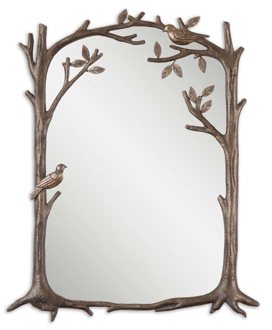 Uttermost 12789 Antique Silver Leaf Perching Birds Small Mirror -  LightingDirect.com
