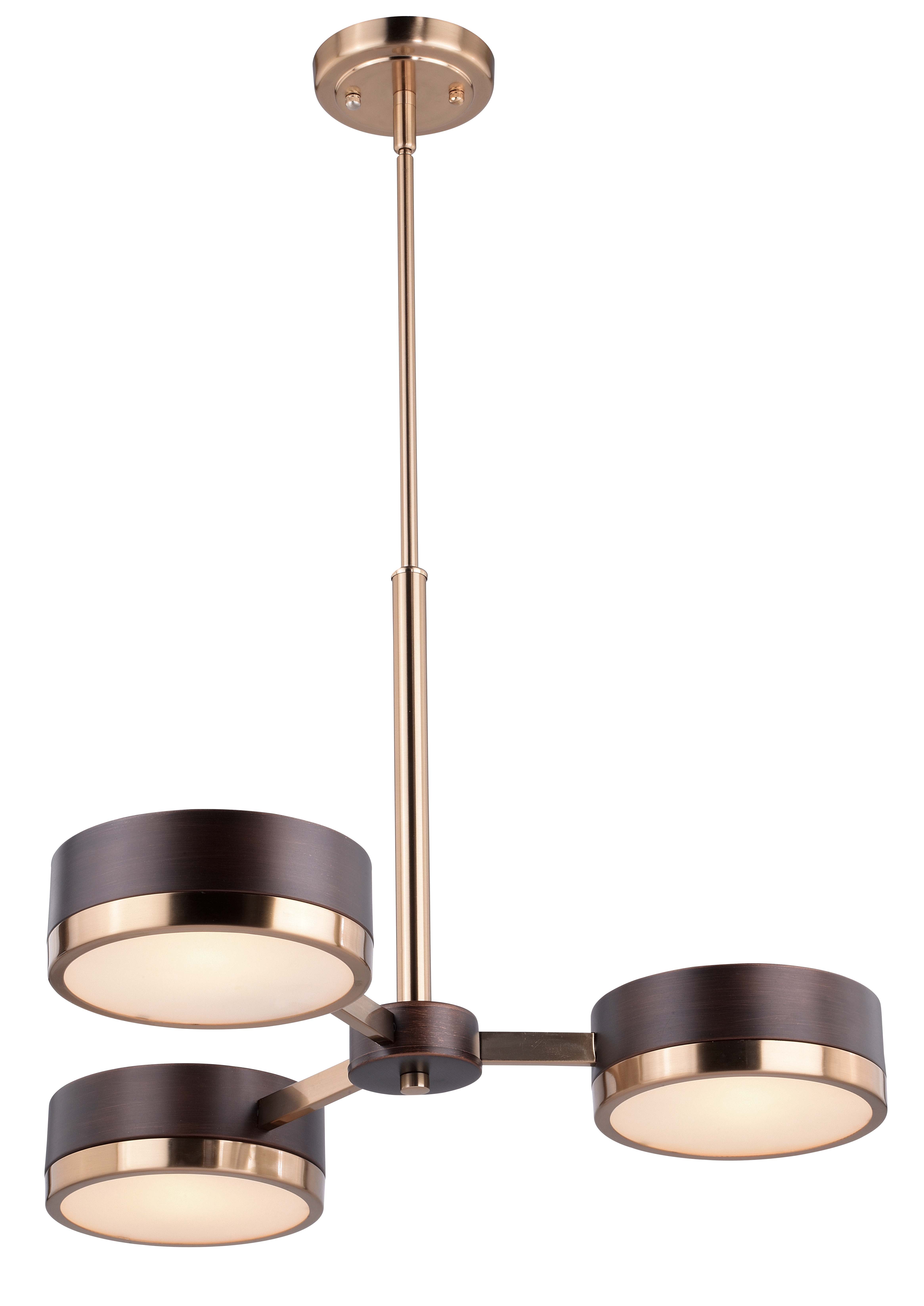 Vaxcel Lighting H0217 Architectural Bronze / Natural Brass Madison 3 Light  23 Wide Chandelier with Glass Shades 