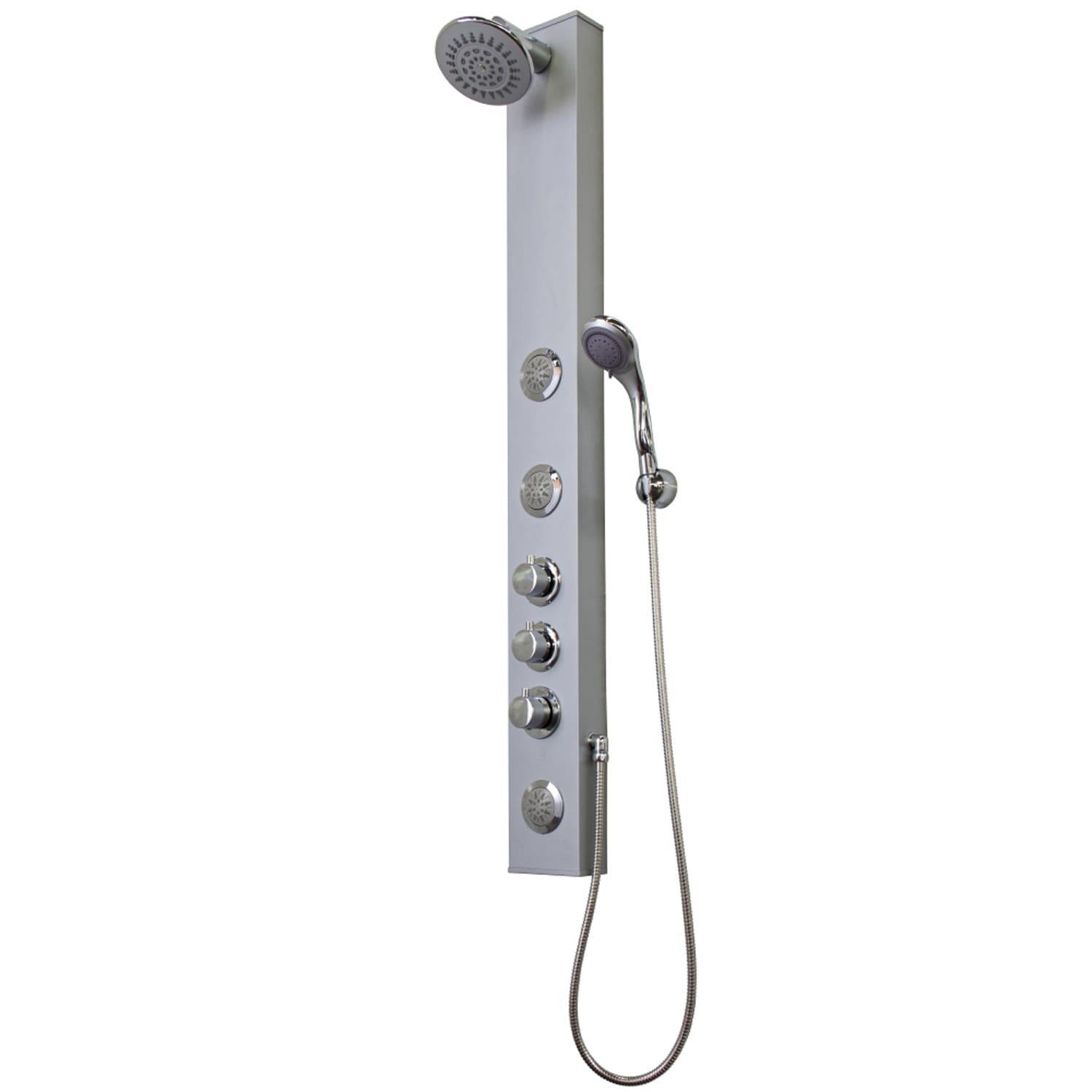 Vigo Vg08010xa Satin Extruded Aluminum Callaway Shower Panel System Vigo Vg08010xa Satin Extruded Aluminum Callaway Shower Panel System With Hose Hand Three Sprays And Head Faucet Com