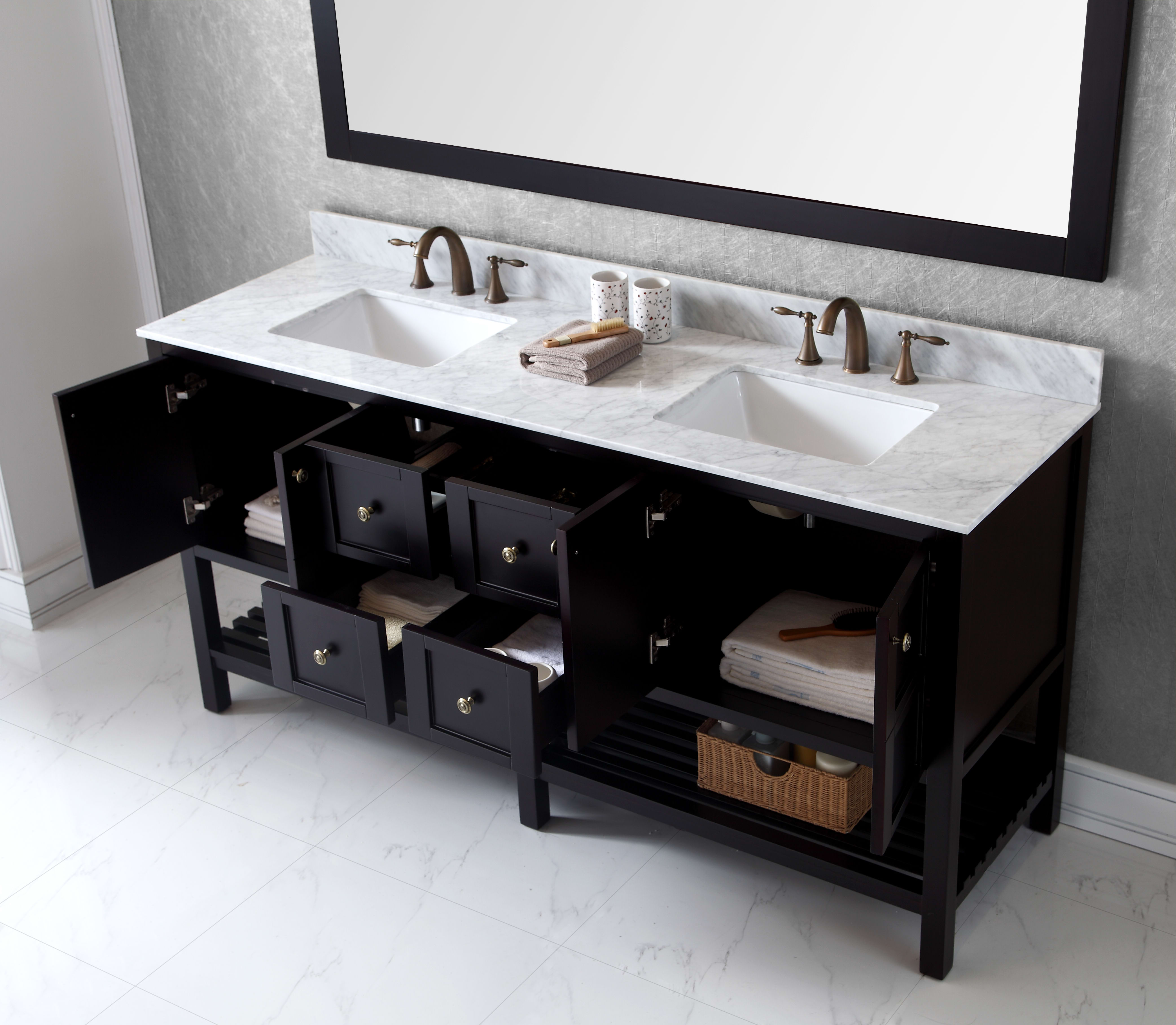 Virtu Usa Ed 30072 Wmsq Es Espresso Rectangular Sink Winterfell 72 Virtu Usa Ed 30072 Wmsq Es Espresso Rectangular Sink Winterfell 72 Free Standing Vanity Set With Oak Cabinet Marble Top 2 Undermount Sinks And 1 Mirror