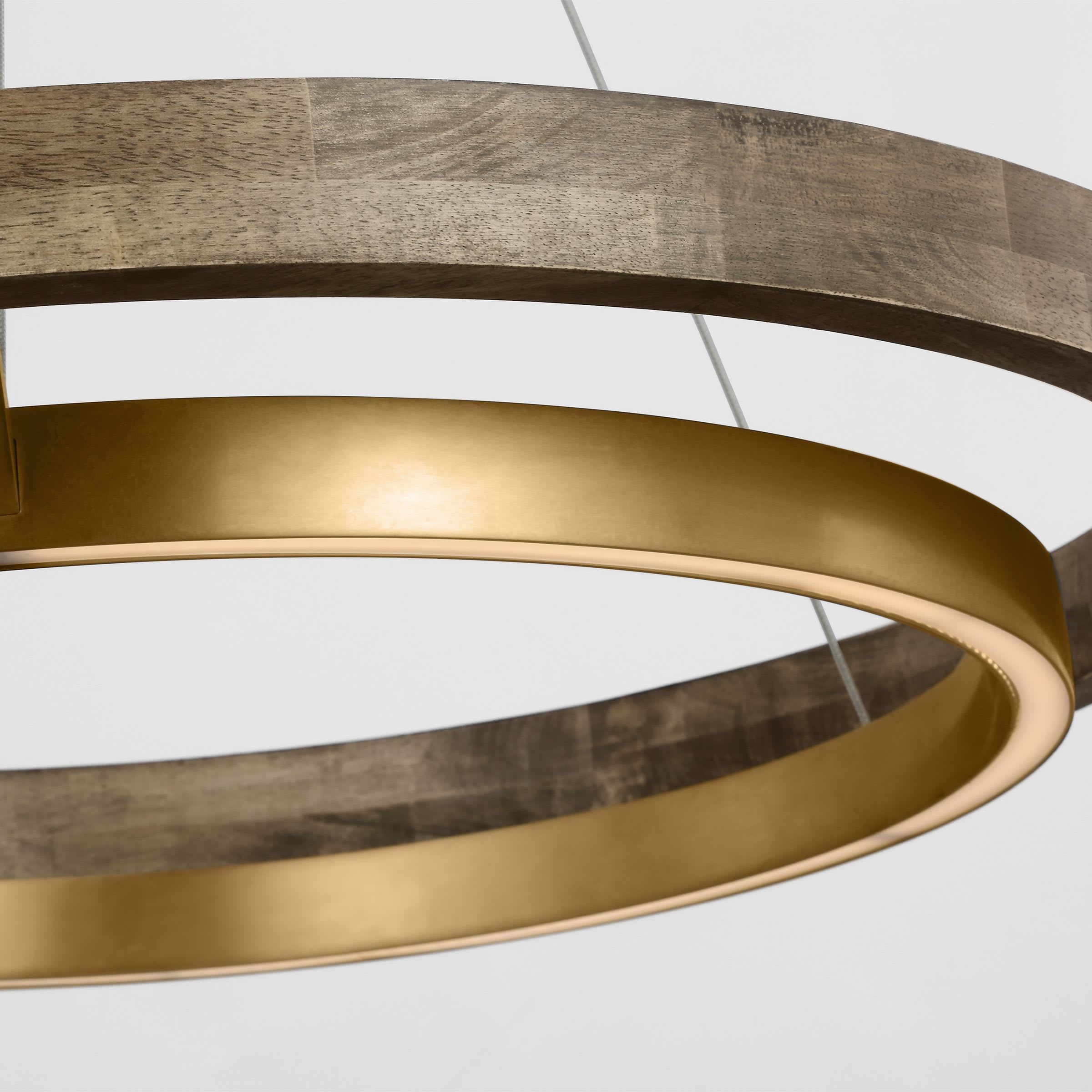 Visual Comfort 700GRC30BW LED930 Matte Black Weathered Oak Wood 3000K Grace Single Light 30 Wide LED Ring Chandelier LightingDirect