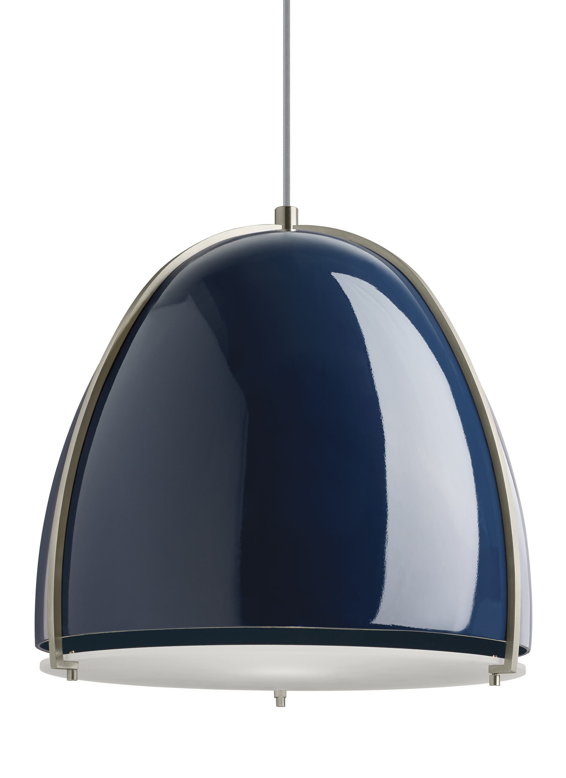 Visual Comfort 700TDPRVPBB Gloss Black Shade with Gloss White Finish Paravo Single Light 15 1 8 Wide Line Voltage Suspension Pendant with an Ultra Smooth Fiberglass Shade LightingDirect