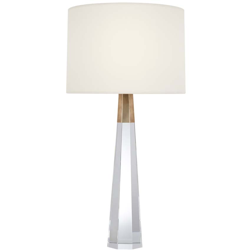 Visual Comfort Signature Olsen Cordless Table Lamp Hand Rubbed Antique Brass Crystal ARN 3026CG HAB L CL