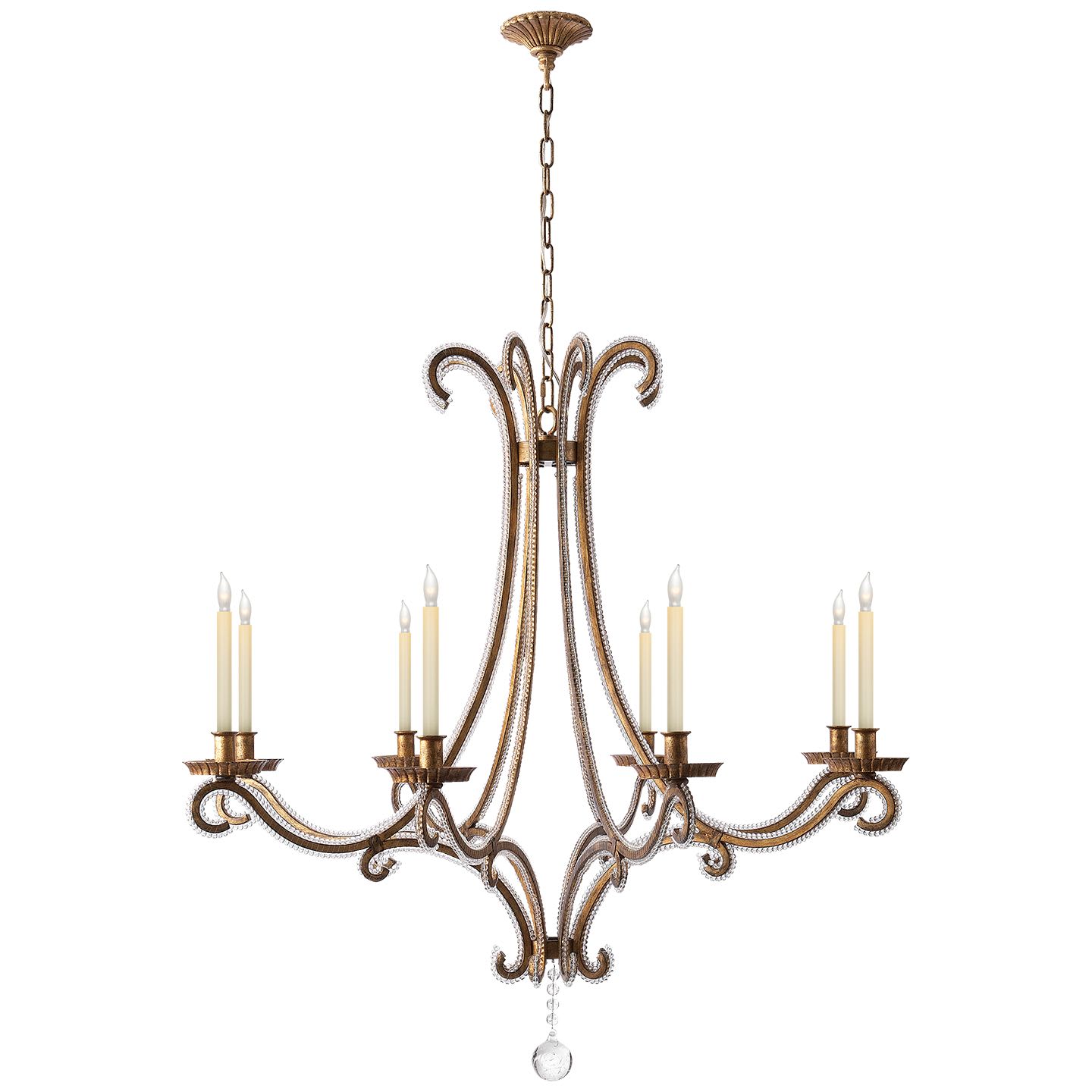 Visual Comfort Chc 1551bsl Cg Burnished Silver Leaf Oslo 43 Large Chandelier With Crystal By E F Chapman Lightingshowplace Com