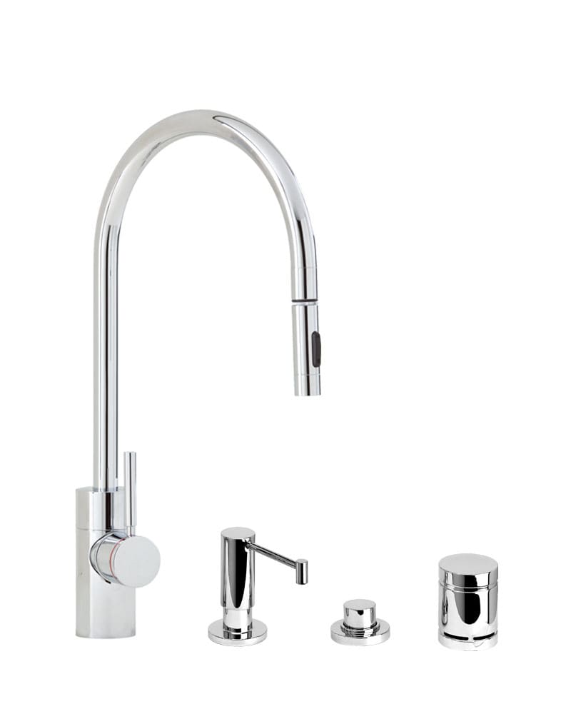 Waterstone 5400-4-CH Chrome Parche 1.75 GPM Single Hole Toggle Pull Down Kitchen  Faucet with Lever Handle Includes Soap Dispenser, Air Switch, and Air Gap 