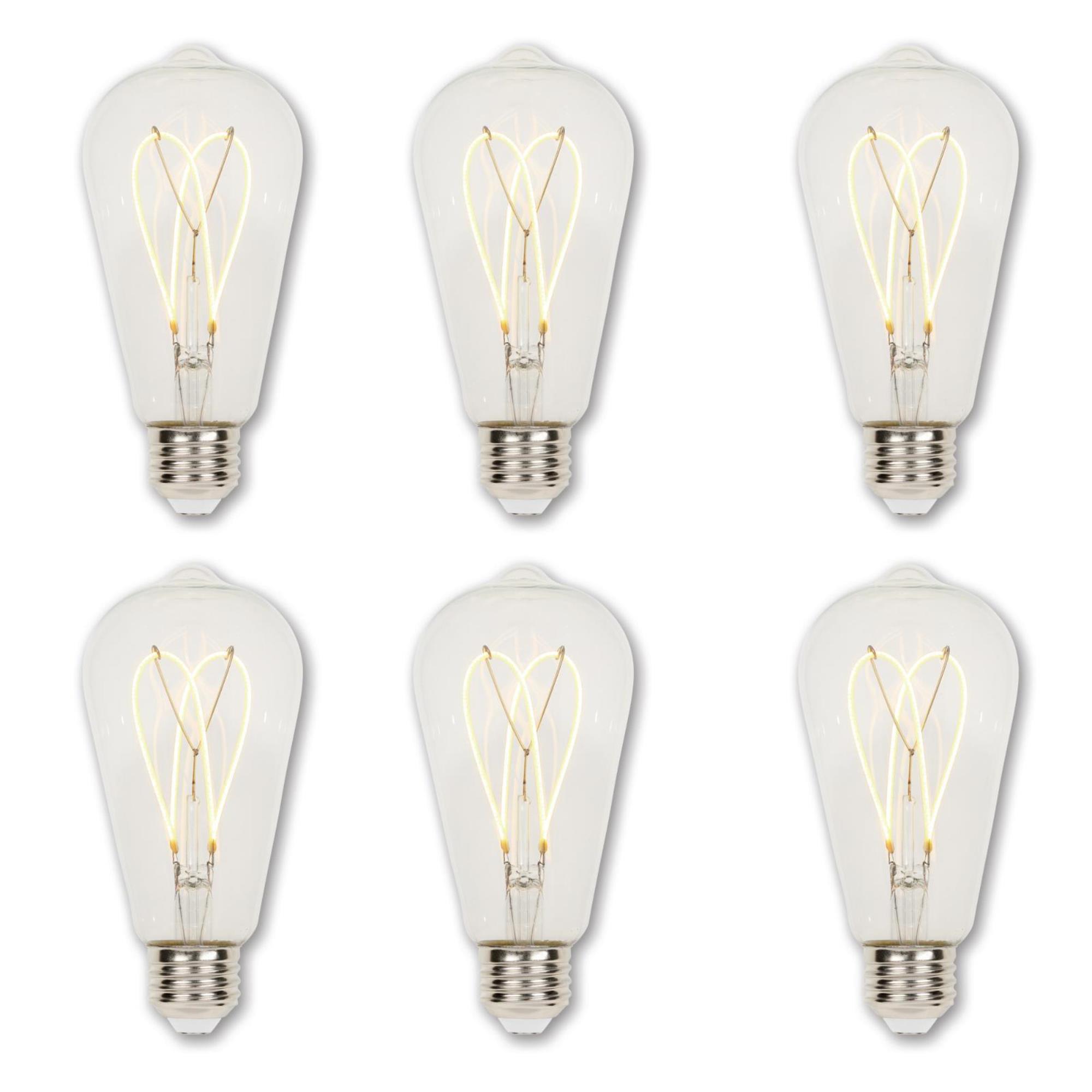 Westinghouse 5122120 Clear Pack of (6) 4.5 Watt Vintage Edison Dimmable  ST20 Medium (E26) LED Bulbs - 250 Lumens, 2700K, and 80CRI 