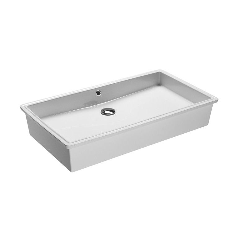 Ws Bath Collections Cubo New 80 White 33 1 4 Ceramic Undermount Ws Bath Collections Cubo New 80 White 33 1 4 Ceramic Undermount Bathroom Sink With Overflow Faucet Com