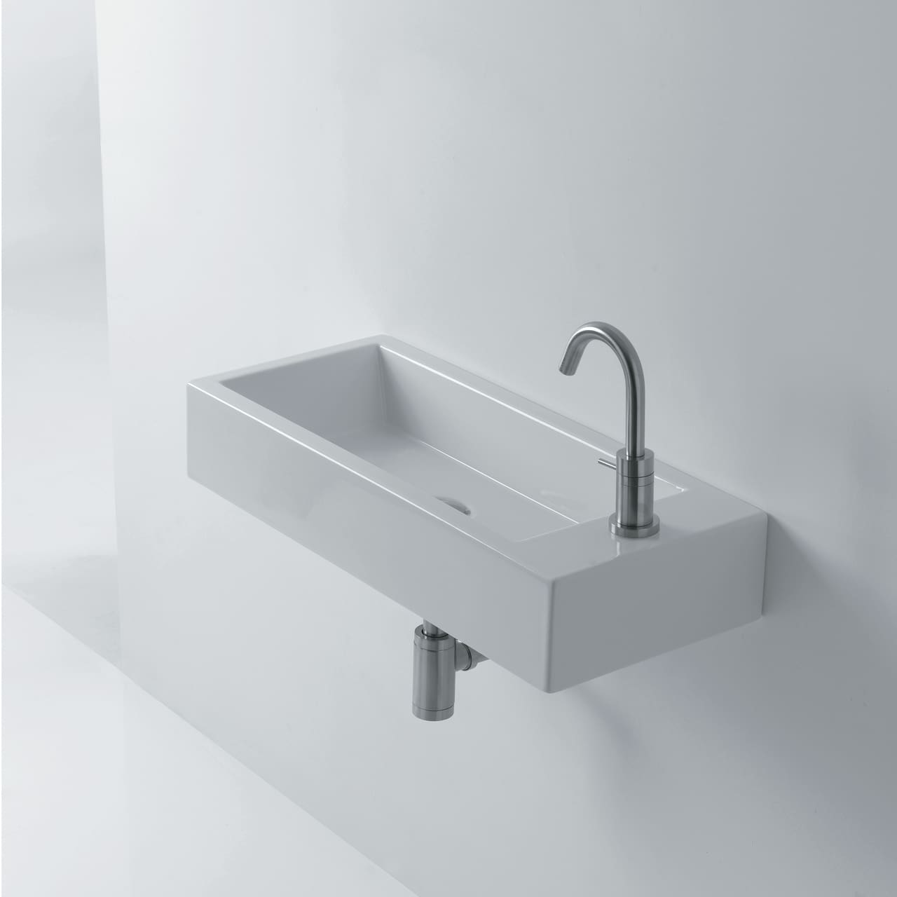 Ws Bath Collections Hox Mini 45l Ws05201f White Whitestone 17 7 10 Ceramic Wall Mounted Or Vessel Bathroom Sink With Single Faucet Hole Faucet Com