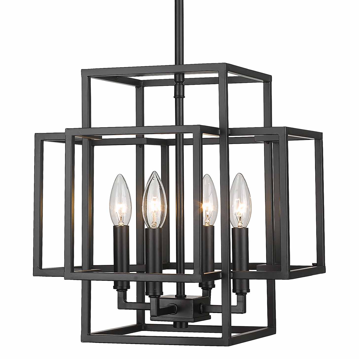 ZEVNI Tobey 4-Light Polished Black Industrial Led Cage