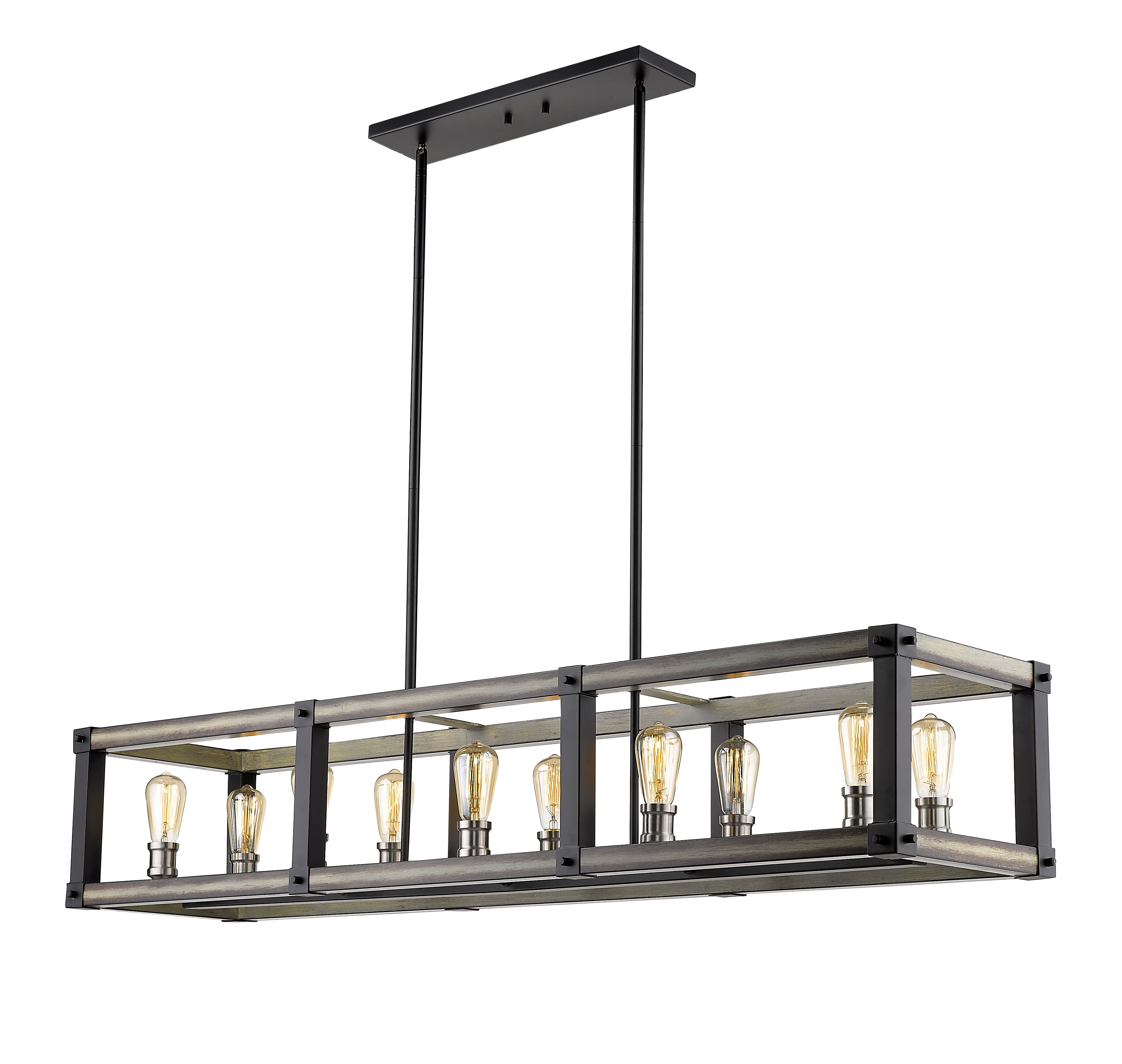 Z Lite 472 10l Rm Rustic Mahogany Kirkland 10 Light 56 Wide Faux Wood Linear Chandelier Lightingdirect Com